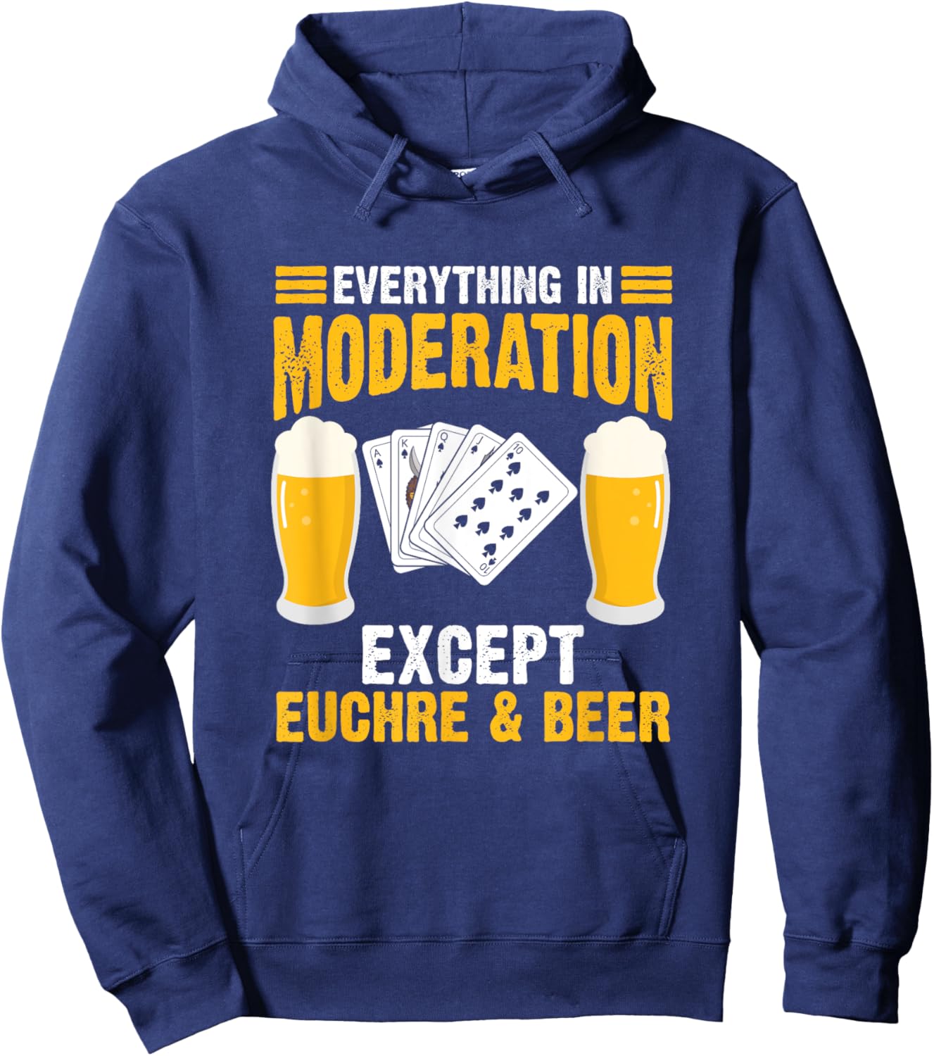 Euchre Beer Funny Euchre Card Game Euchre Players Hoodie - Hoodie | Navy