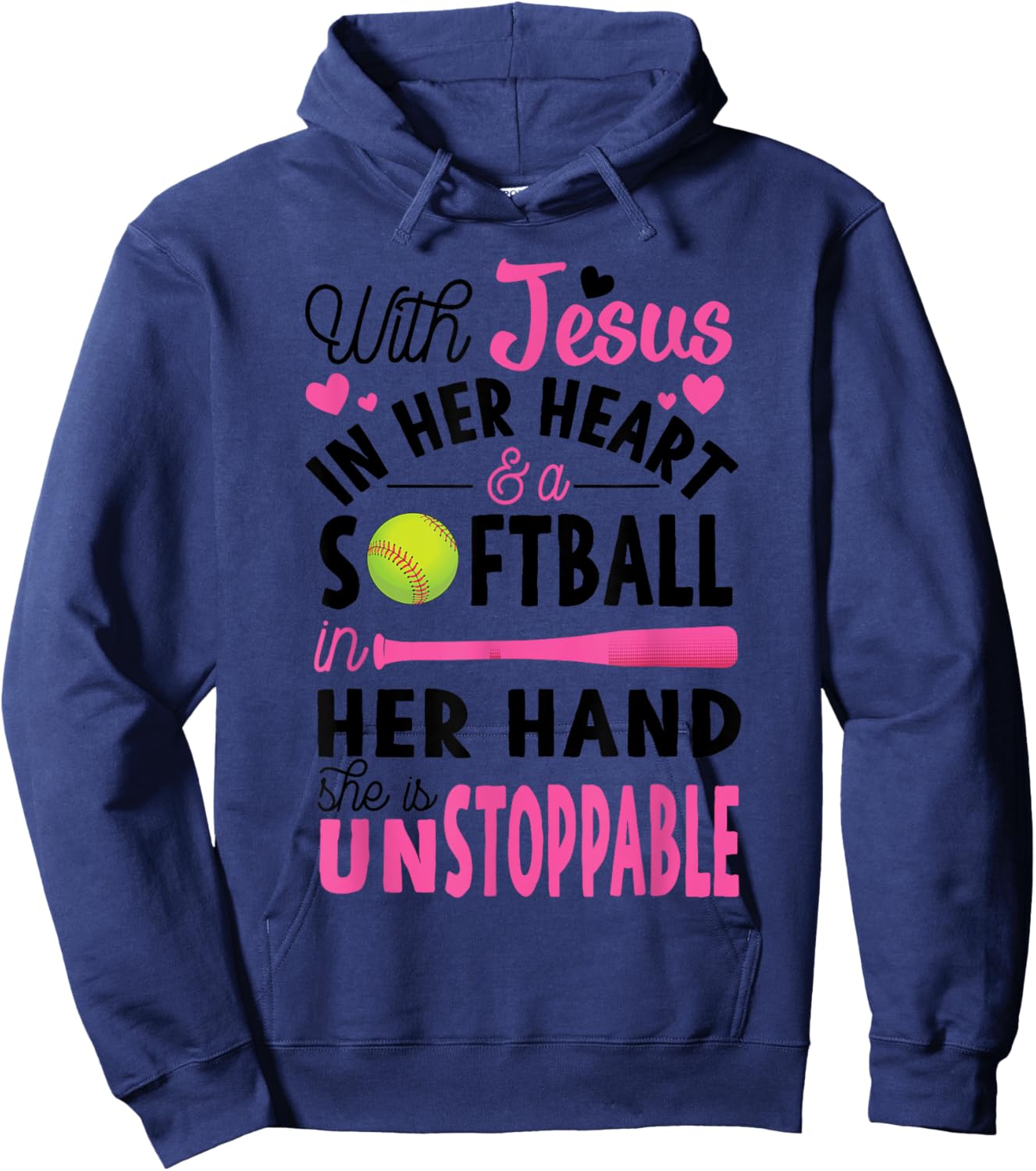 Jesus In Her Heart Softball Hand Funny Pitcher Gift Hoodie - Hoodie | Navy