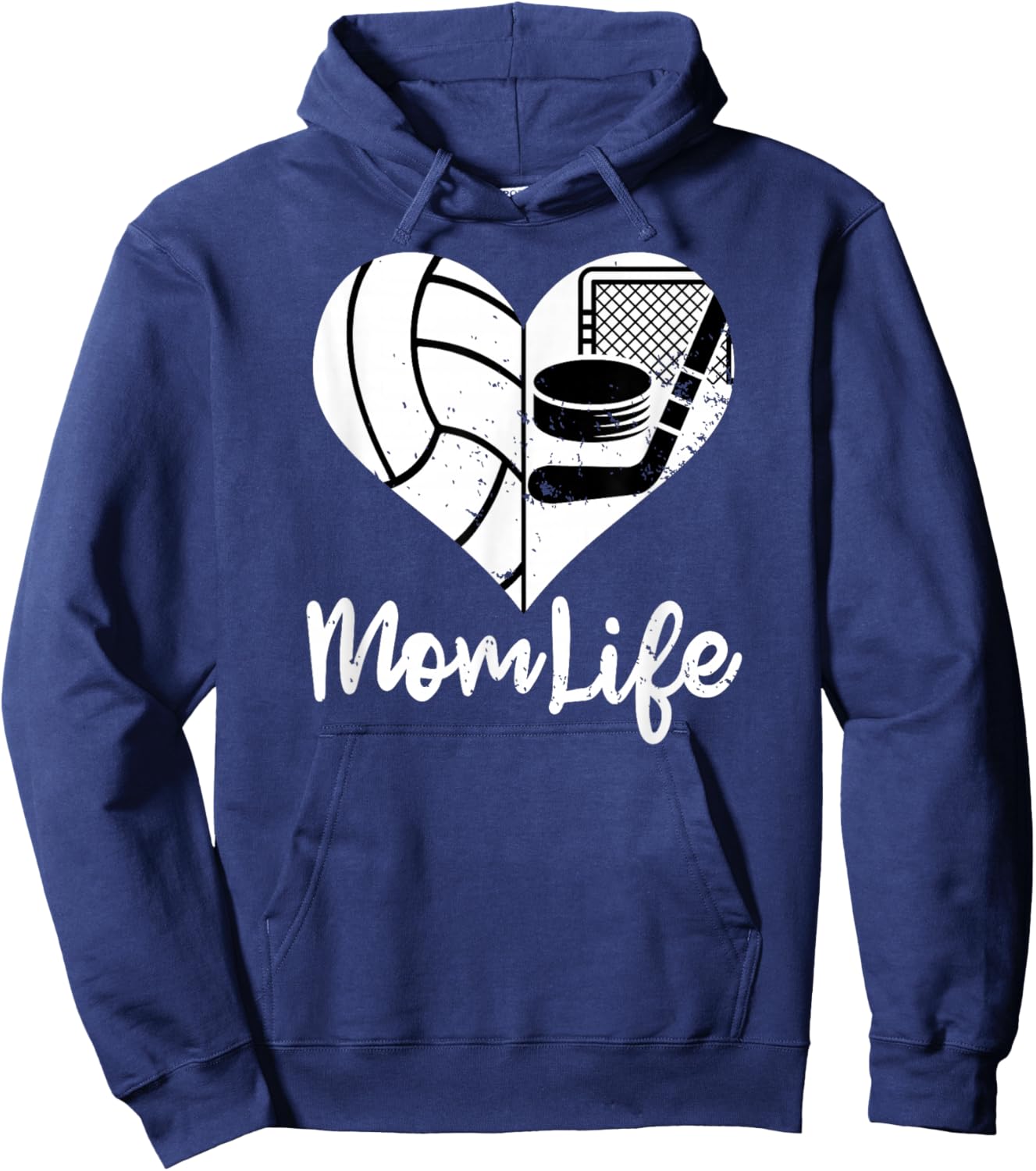 Mom Life Funny Volleyball Hockey Mom Hoodie - Hoodie | Navy