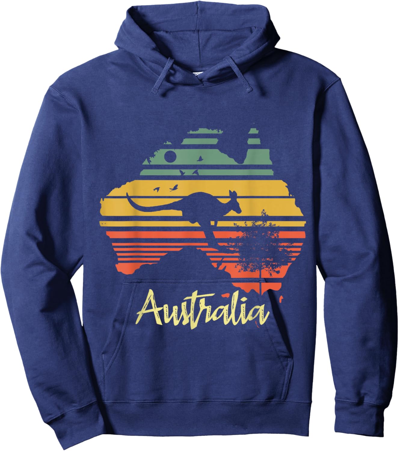 Vintage Land Map Australia Day Australian Kangaroo Hoodie - Hoodie | Navy