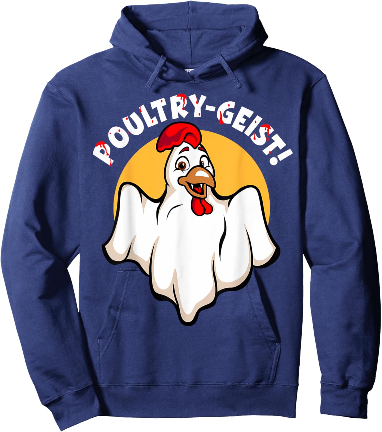 Poultry-Geist Scary Halloween Ghost Chicken Hoodie - Hoodie | Navy