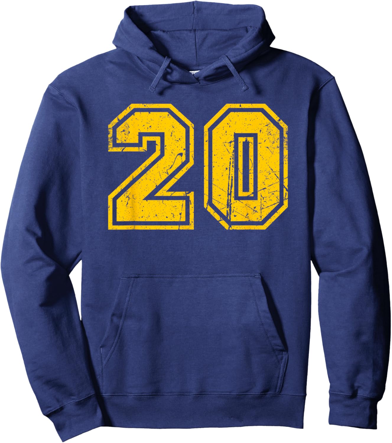 Vintage Yellow Sports Team Number #20 Hoodie - Hoodie | Navy
