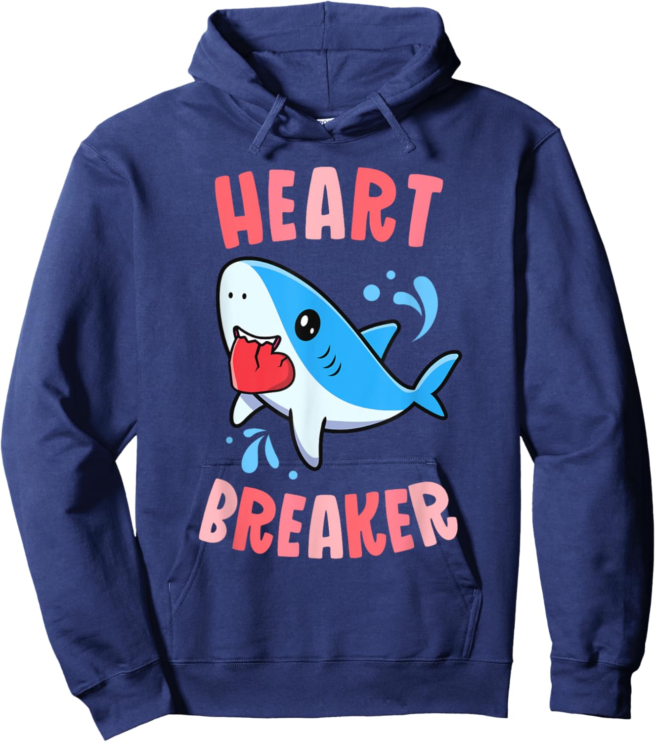 Heart Breaker Funny Valentines Day Kawaii Shark Boys Hoodie - Hoodie | Navy