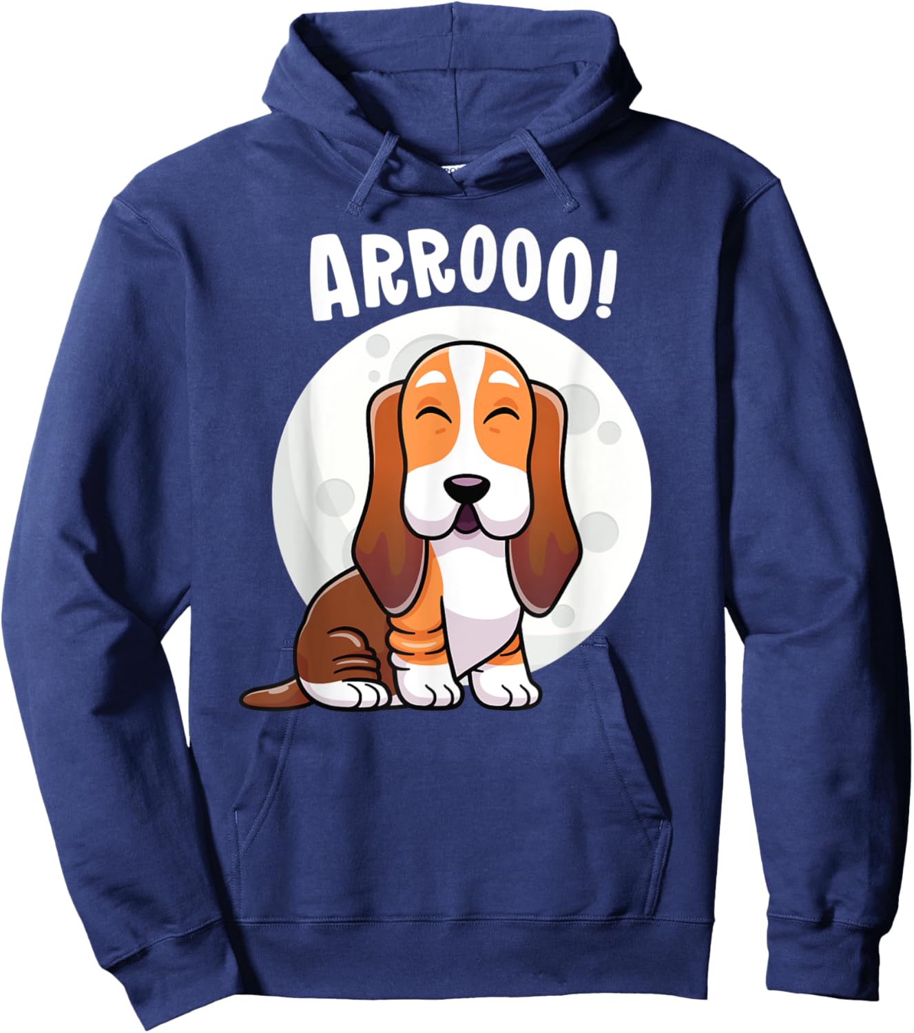 Howling Basset Hound Howl Moon Kawaii Dog Women Kids Hoodie - Hoodie | Navy