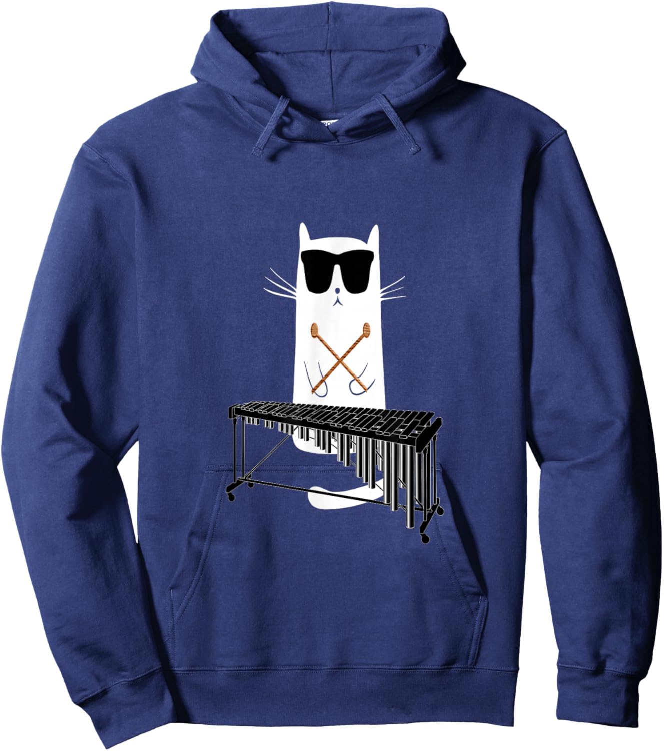 Funny Cat Wearing Sunglasses Playing Marimba Hoodie - Hoodie | Navy