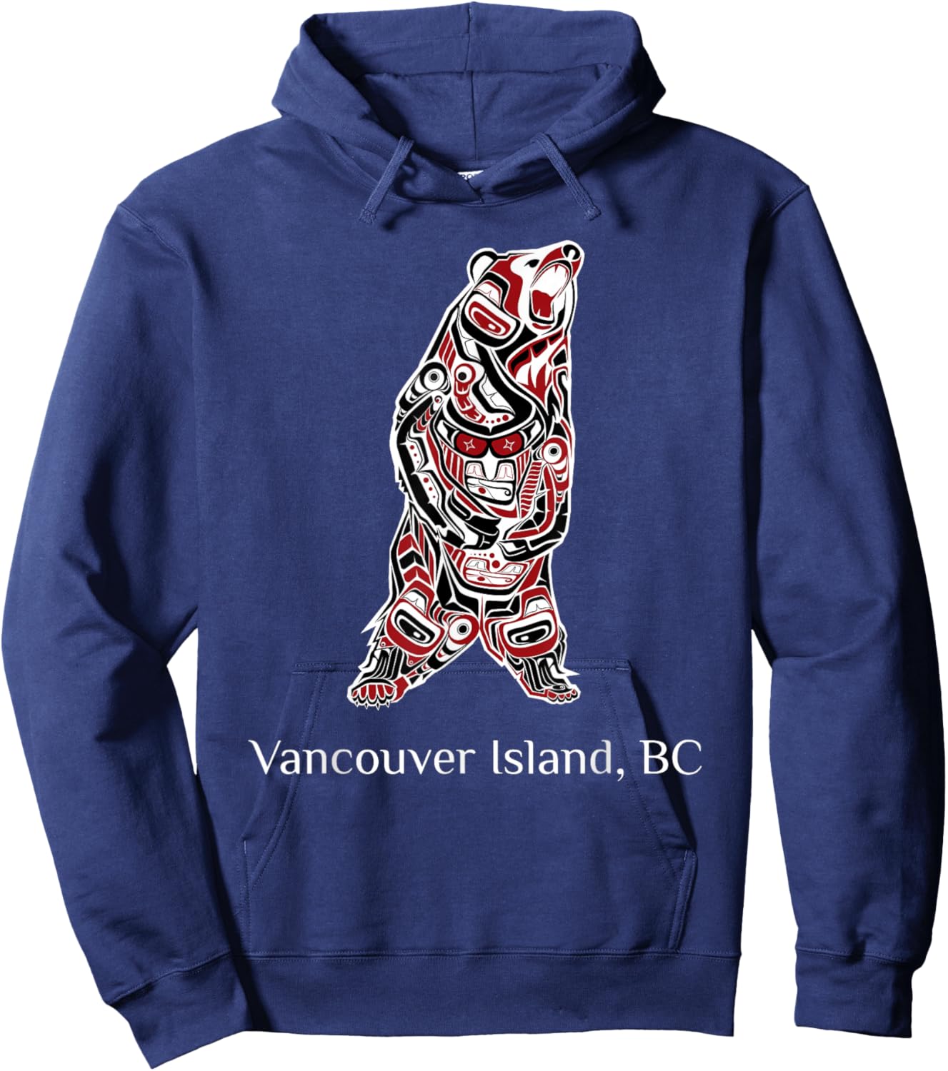 Vancouver Island British Columbia Native Brown Grizzly Bear Hoodie - Hoodie | Navy