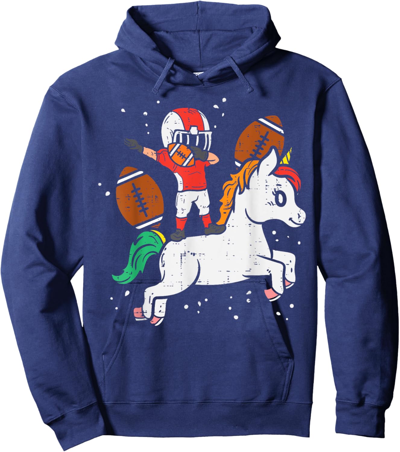 American Football Player Dab Unicorn Cute Sports Girls Kids Hoodie - Hoodie | Navy