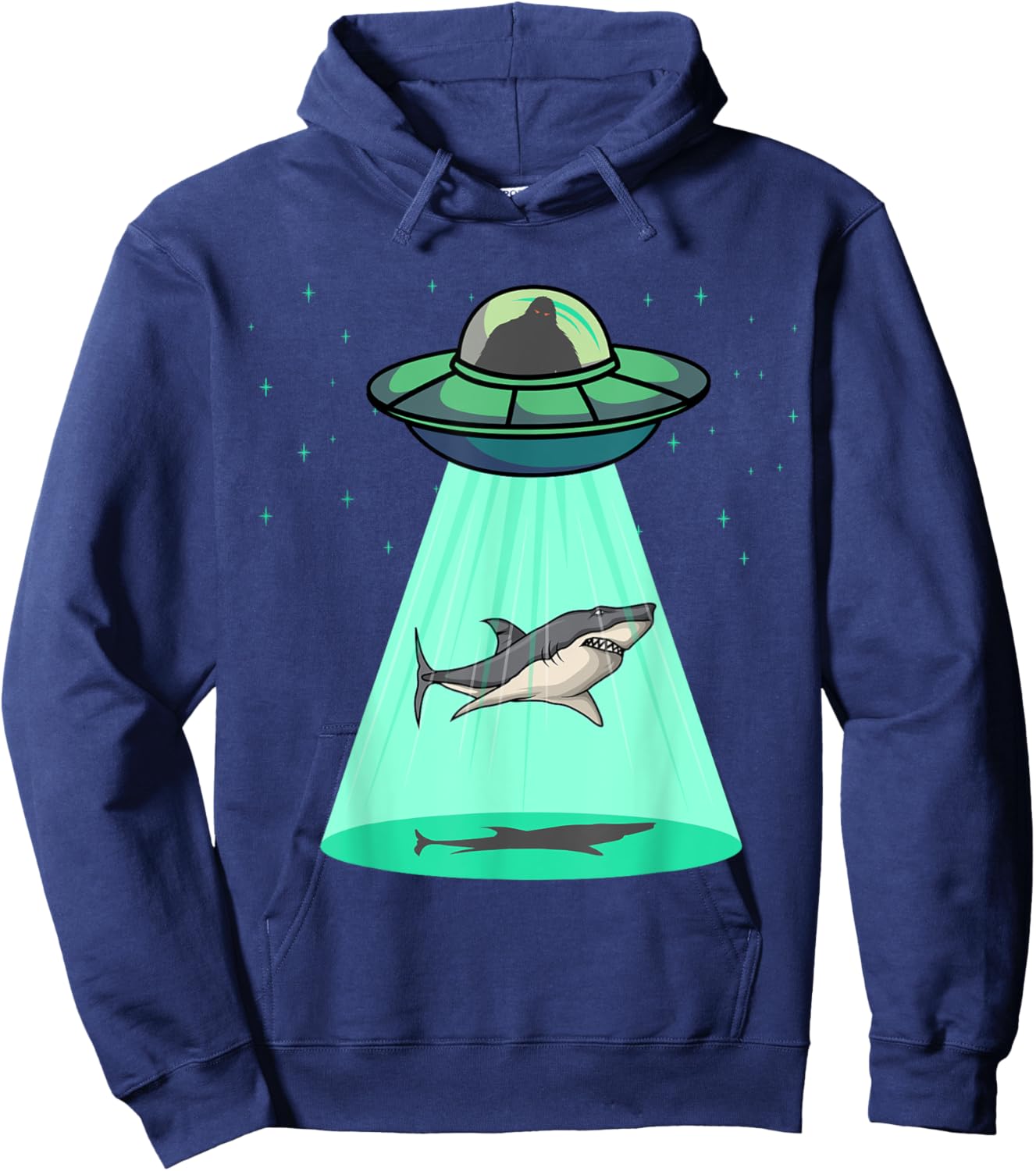 Megalodon Giant Shark Alien Abduction Hoodie - Hoodie | Navy