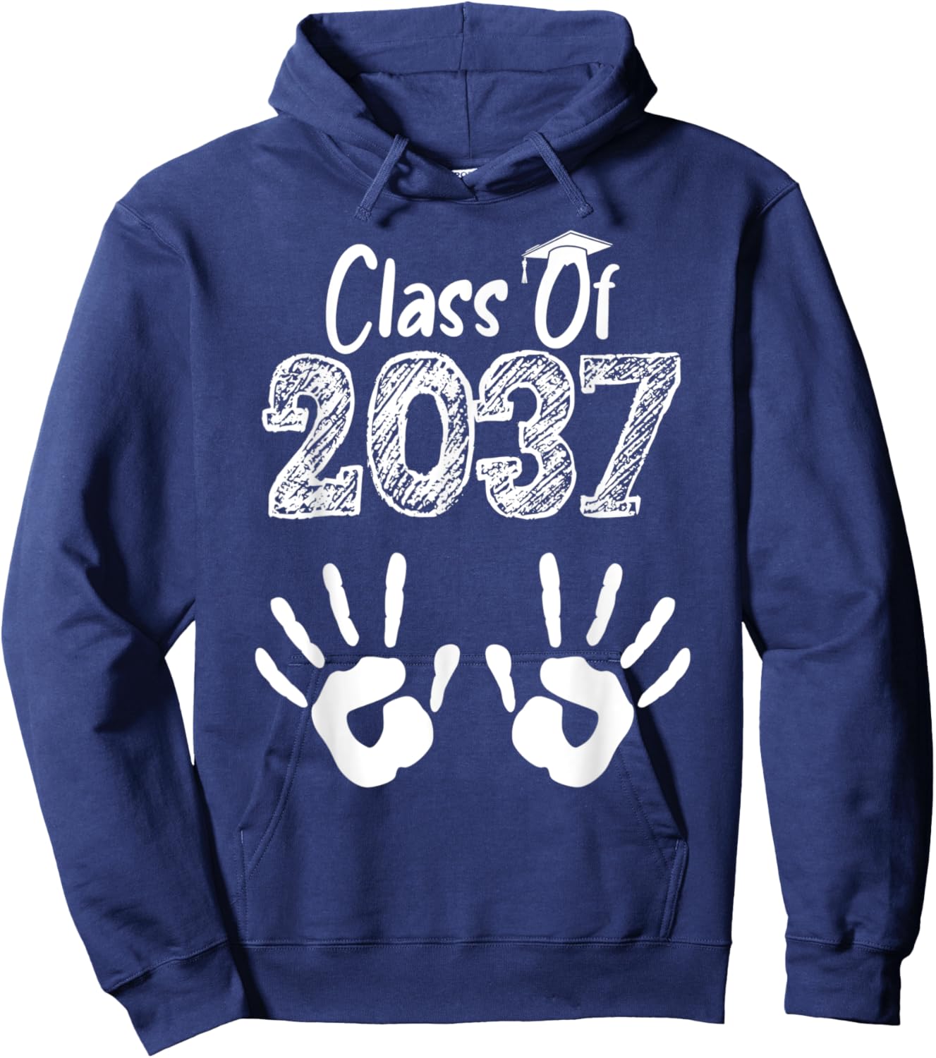 Kindergarten Graduation Grow With Me Class of 2037 Handprint Hoodie - Hoodie | Navy