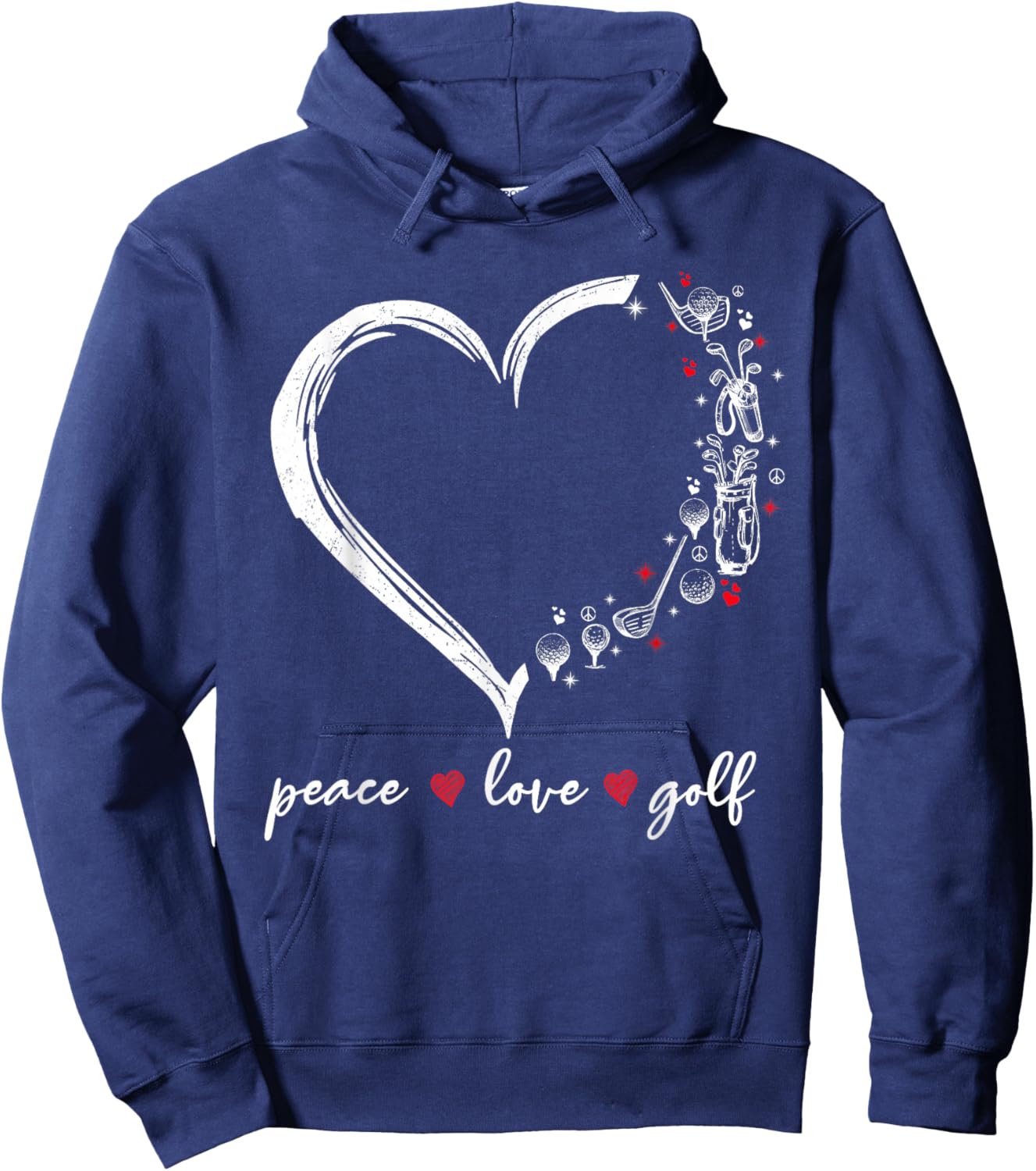 Heart Peace Love Golf Player Sport Lovers Outfit Hoodie - Hoodie | Navy