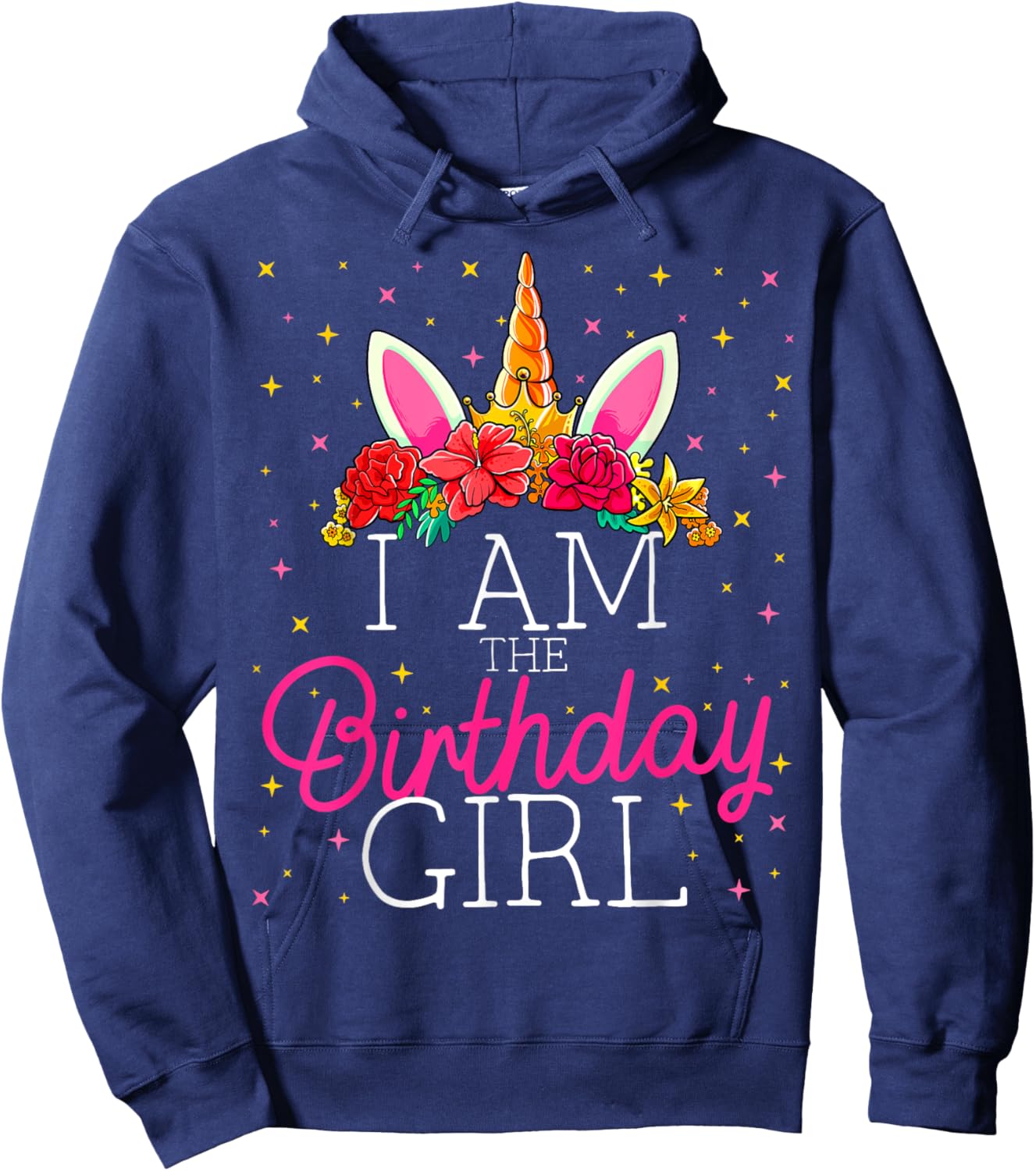 I Am the Birthday Girl Unicorn Girls Matching Family Hoodie - Hoodie | Navy