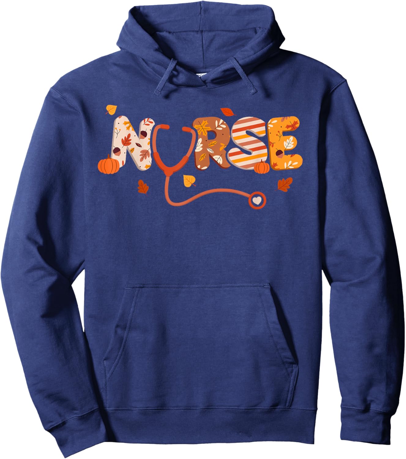 Thanksgiving Nurse Turkey Day Fall Love RN ER NICU Women Hoodie - Hoodie | Navy