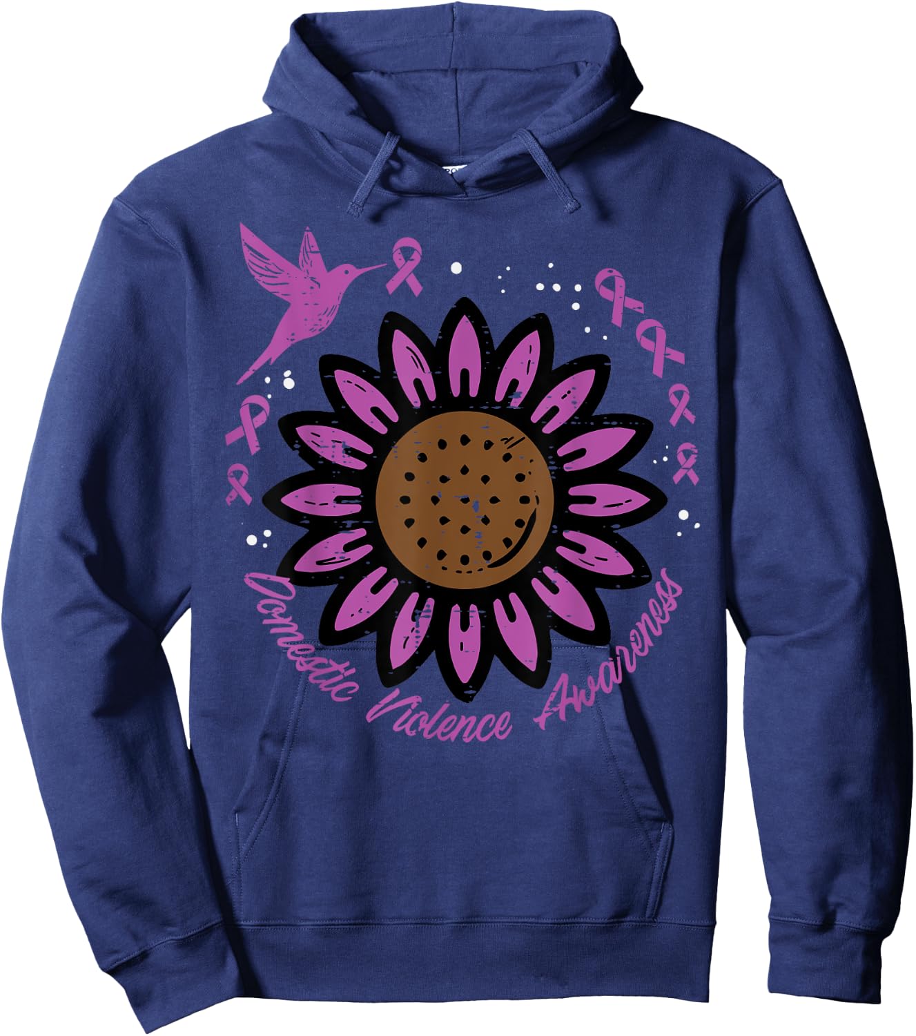 Domestic Violence Awareness Sunflower Bird Men Women Kids Hoodie - Hoodie | Navy
