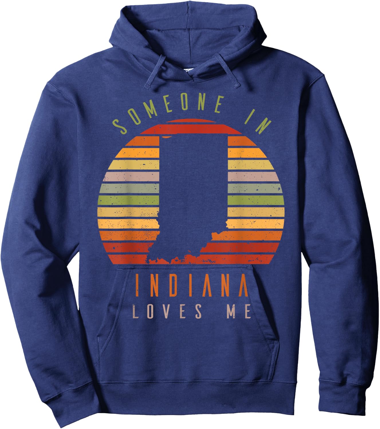 Someone In Indiana Loves Me Vintage State Retro Hoodie - Hoodie | Navy