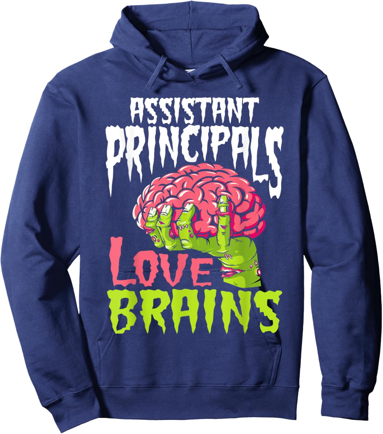 Assistant Principals Love Brains Zombie Teacher Halloween Hoodie - Hoodie | Navy