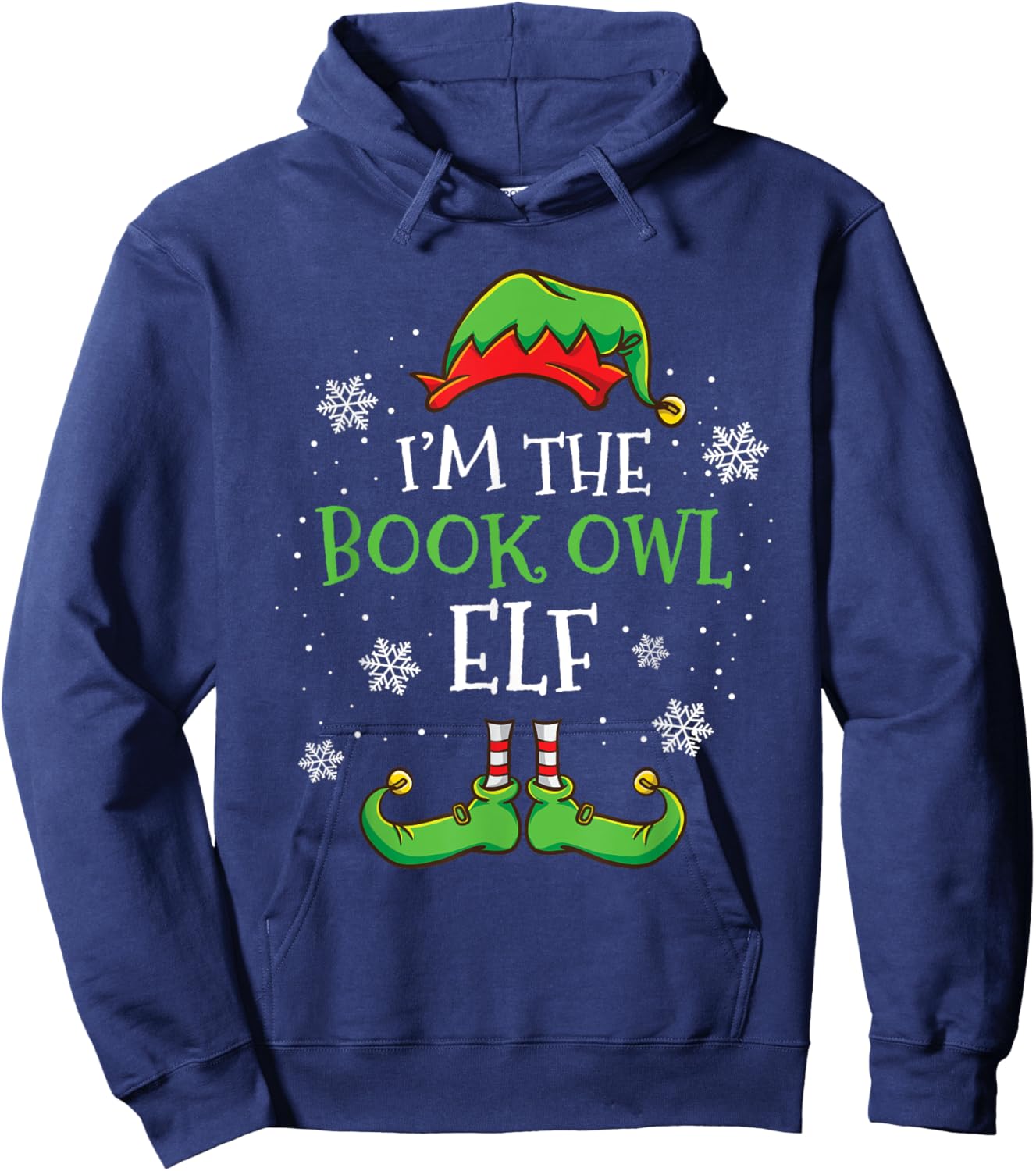 Im The Book Owl Elf Christmas Librarian Hoodie - Hoodie | Navy