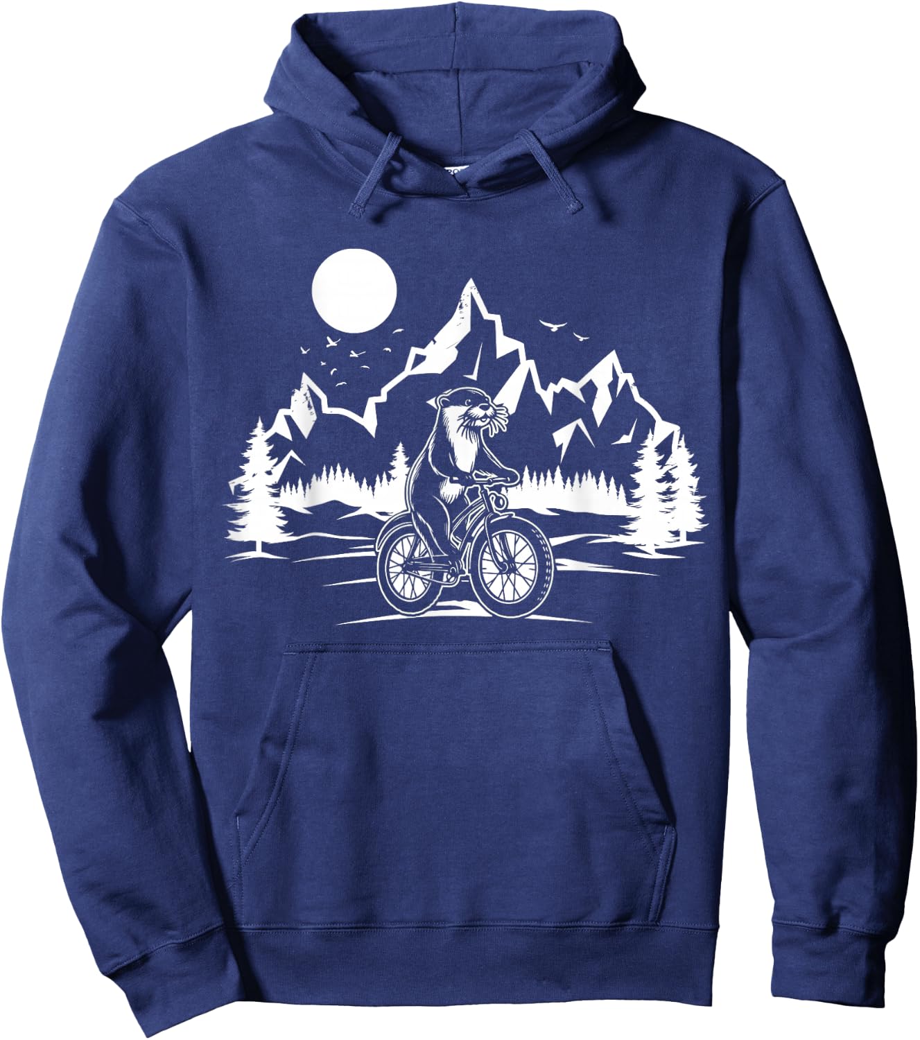 Otter Riding Bicycle Vintage Mountain Biking Otter Biker Hoodie - Hoodie | Navy