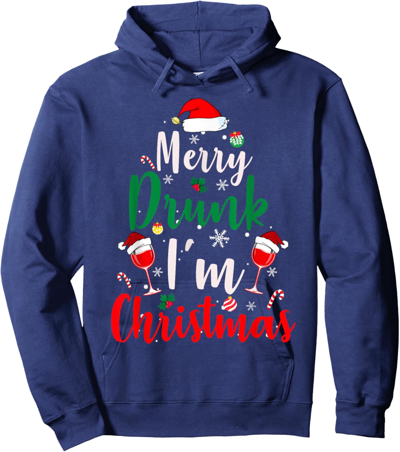 Merry Drunk I'm Christmas Funny Santa Joke Xmas Beer Lover Hoodie - Hoodie | Navy