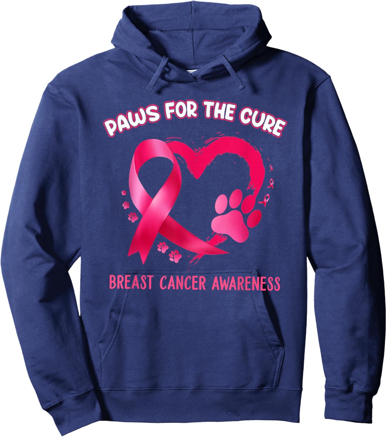 Paws for the cure breast cancer awareness Hoodie - Hoodie | Navy