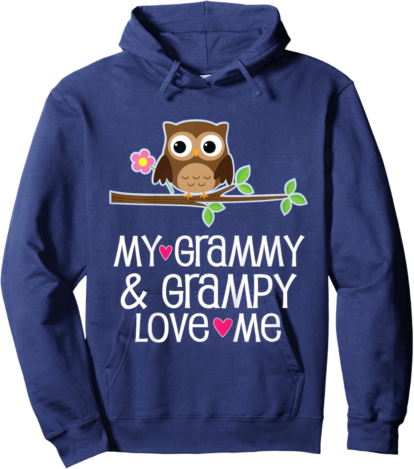 Kids My Grammy and Grampy Love Me Owl Hoodie - Hoodie | Navy