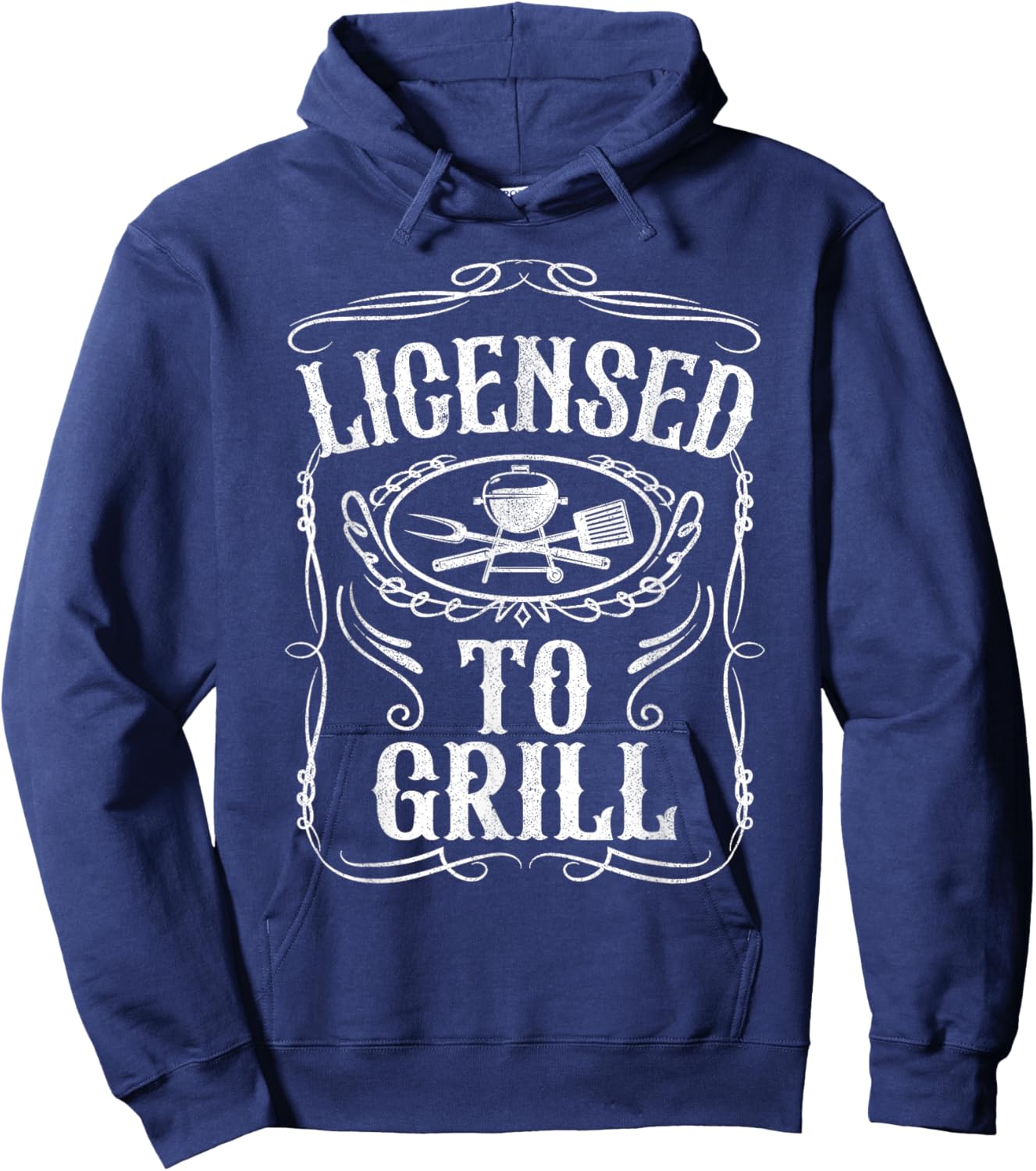 Licensed To Grill Funny BBQ Grilling Fathers Day Dad Gift Hoodie - Hoodie | Navy