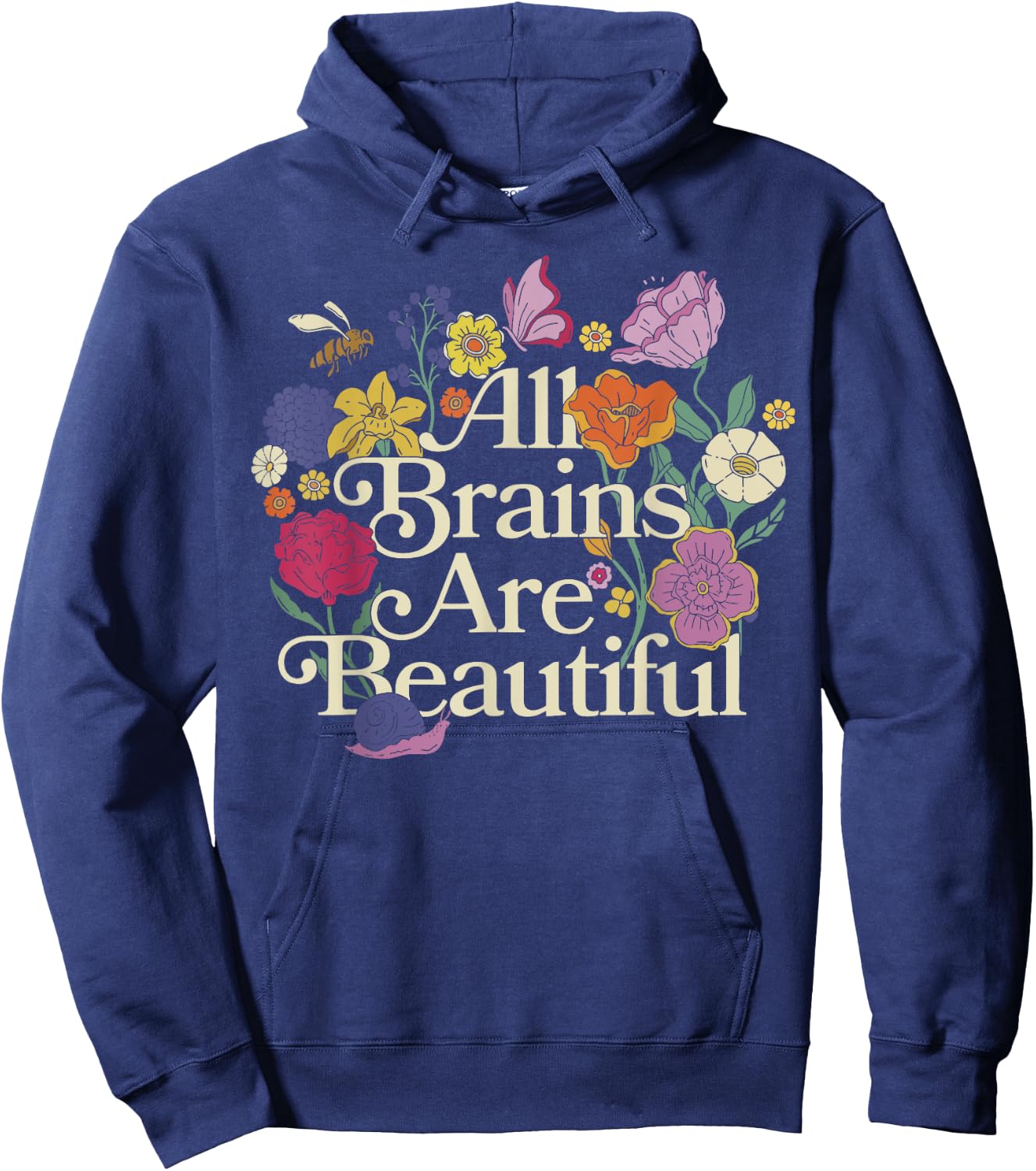 Groovy All Brains Are Beautiful Floral Autism Awareness SPED Hoodie - Hoodie | Navy
