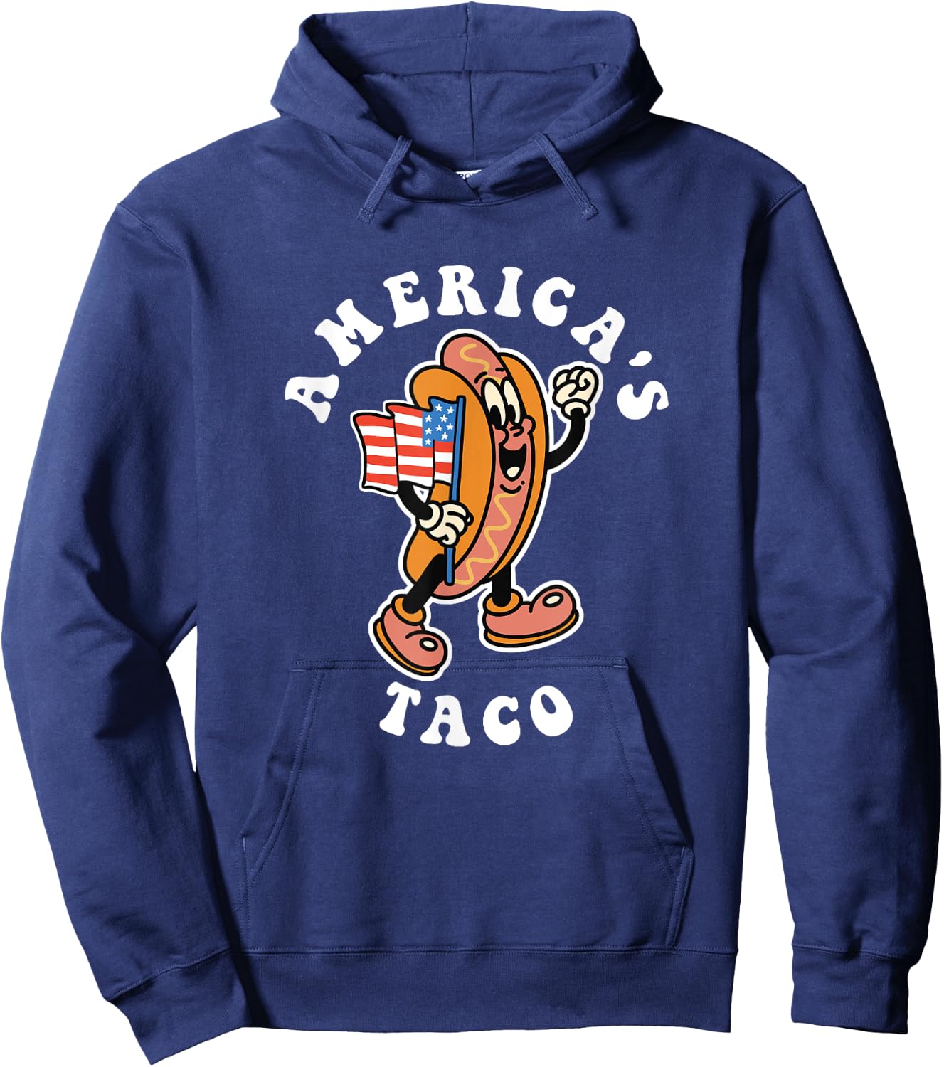 American 4th of July America's Taco Patriotic Hot Dog Wiener Hoodie - Hoodie | Navy