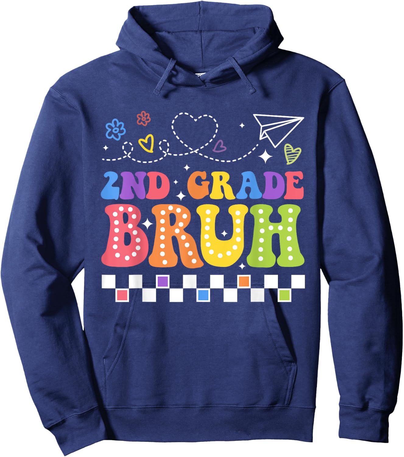 Second Grade Bruh Back To School Bruh 2nd Grade Teacher Men Women Girls Kids Hoodie - Hoodie | Navy