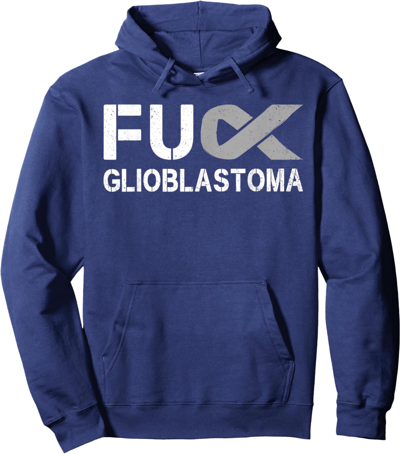 Fuck Glioblastoma FU Cancer Awareness Ribbon Warrior Fighter Hoodie - Hoodie | Navy