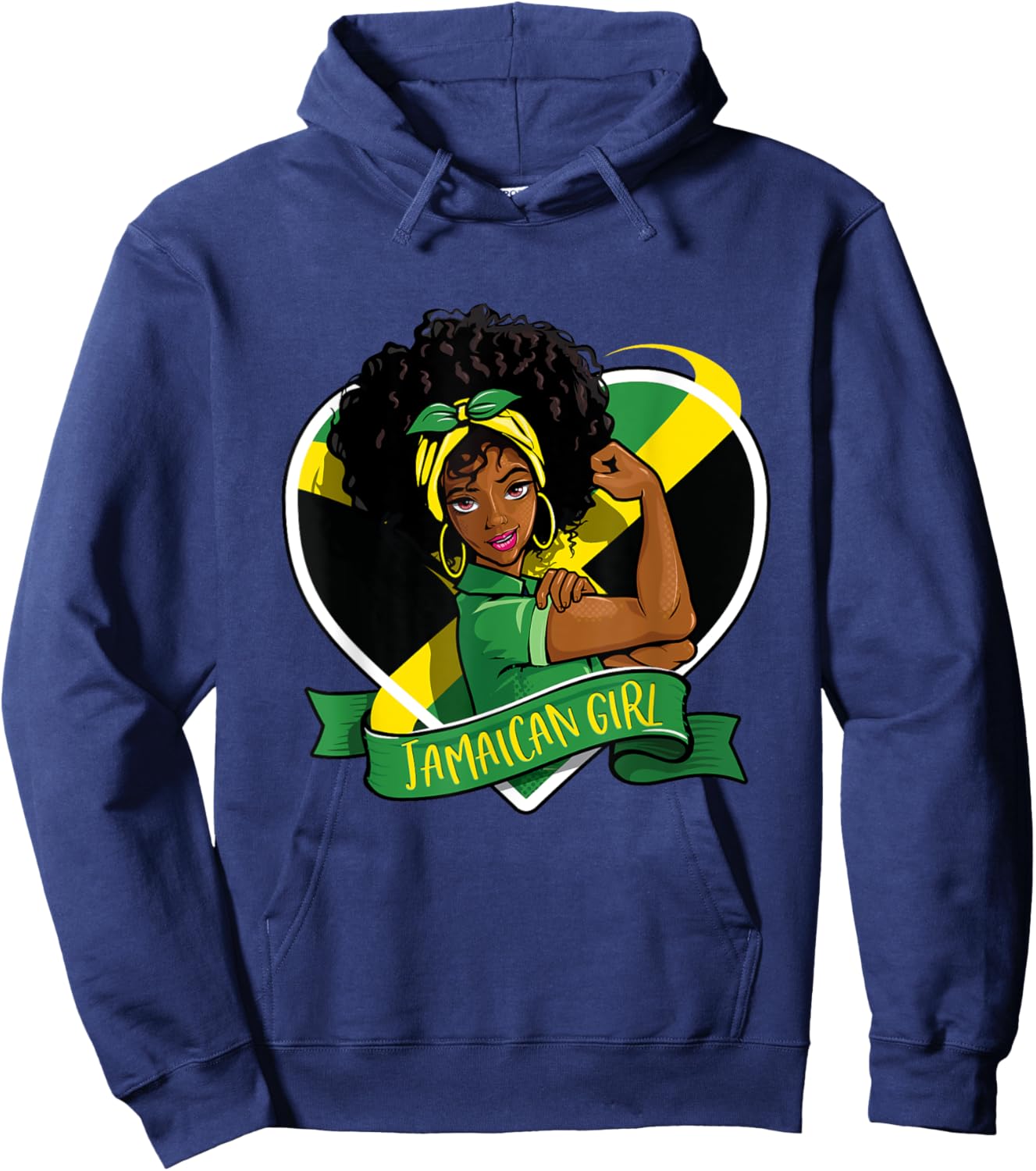 Jamaican Girl Black Melanin Jamaican Flag Jamaica Girl Hoodie - Hoodie | Navy