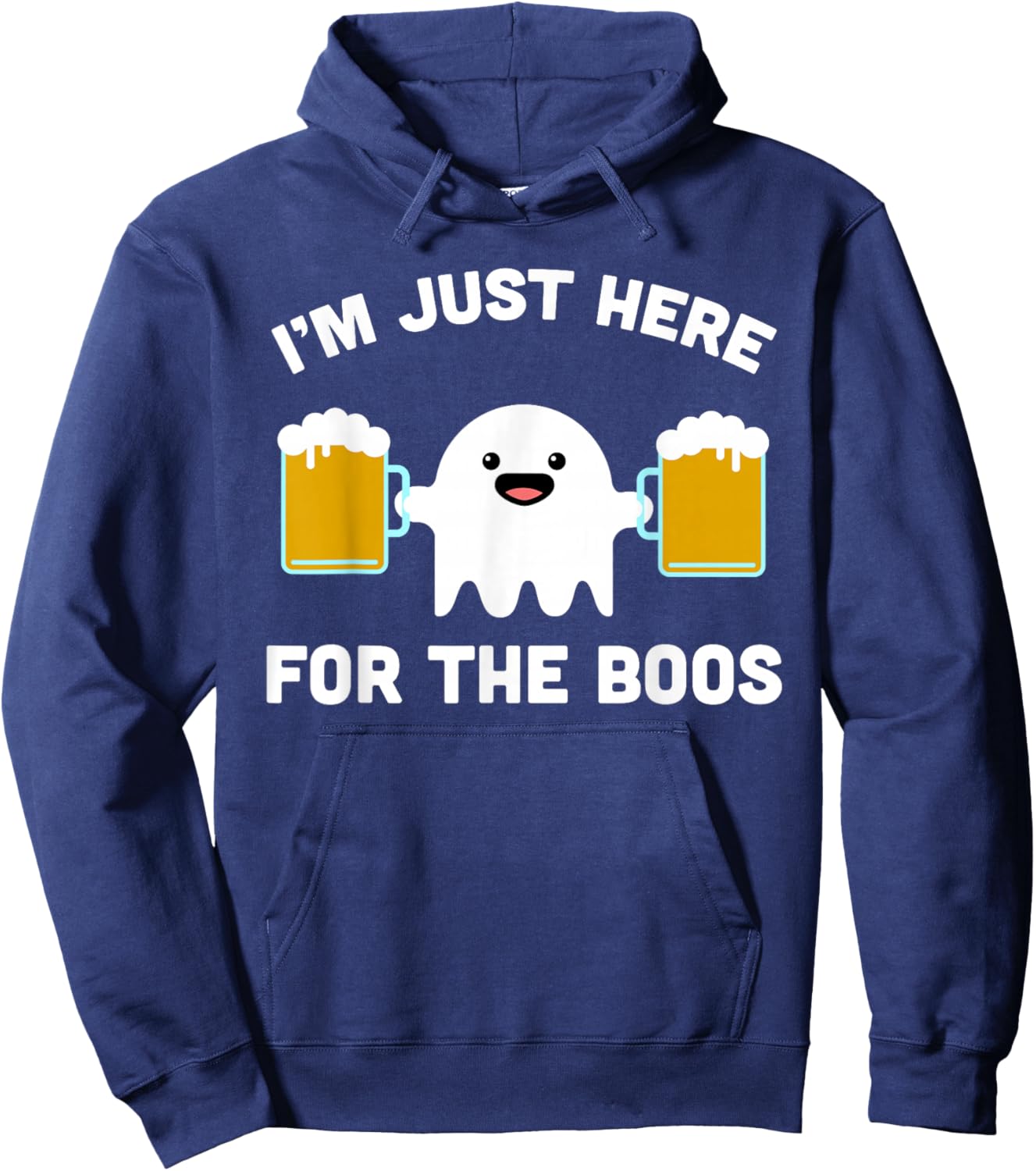 Bartender Halloween Costume Funny Ghost Here For The Boos Hoodie - Hoodie | Navy