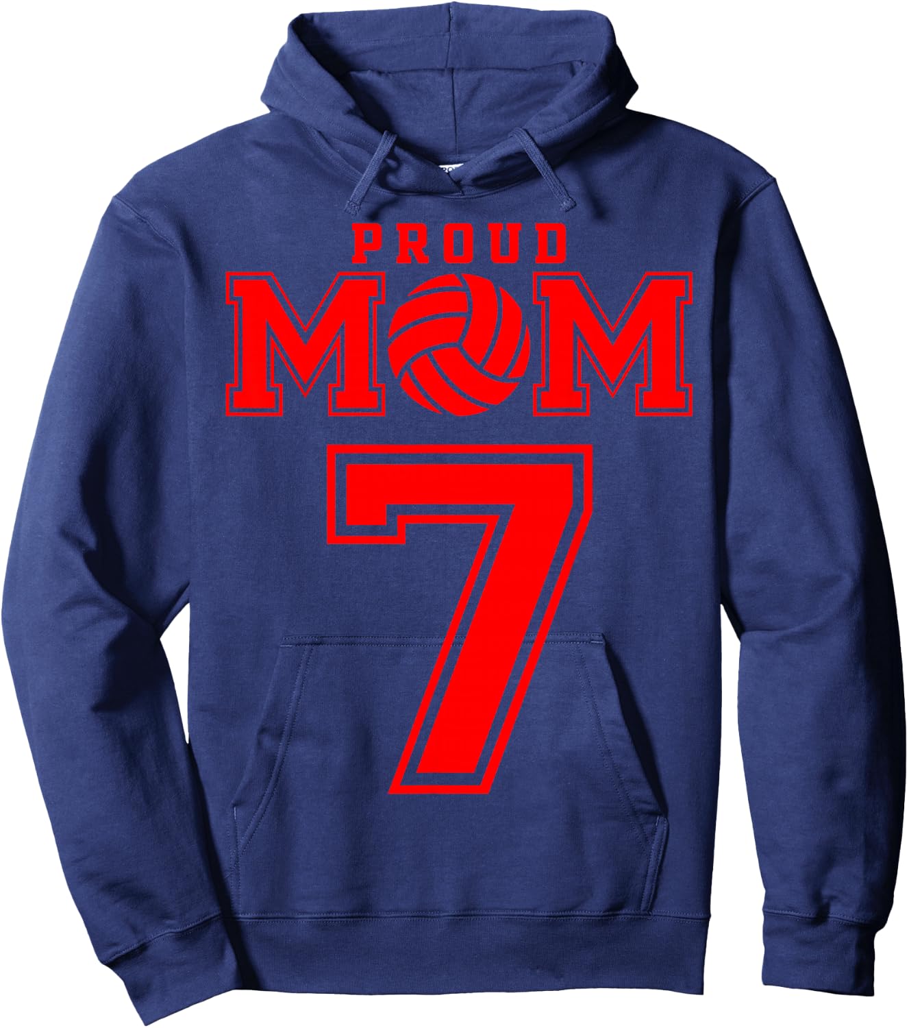 Proud Volleyball Mom Number 7 R Hoodie - Hoodie | Navy