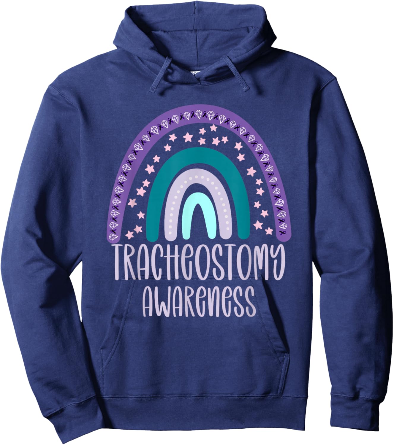 Tracheostomy Awareness Trach Awareness Rainbow Hoodie - Hoodie | Navy