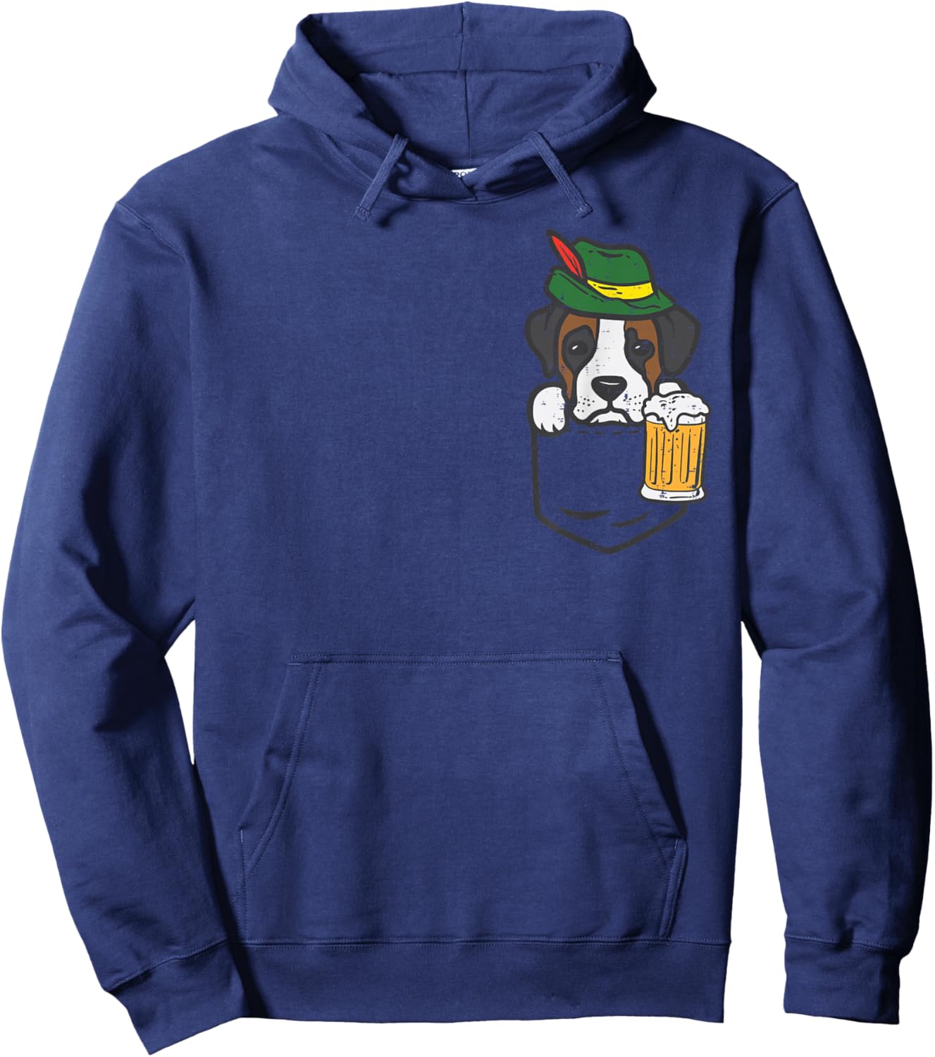 Pocket Boxer German Hat Oktoberfest Cute Dog Owner Men Women Hoodie - Hoodie | Navy