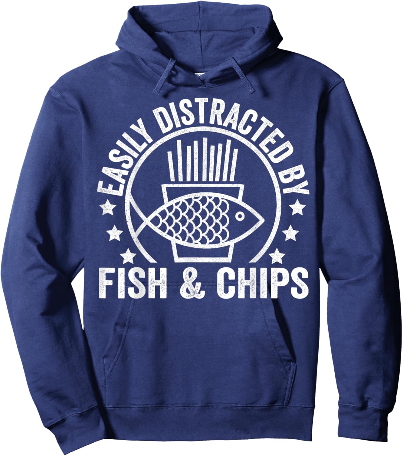 Easily Distracted By Fish and Chips British Food Lover Hoodie - Hoodie | Navy