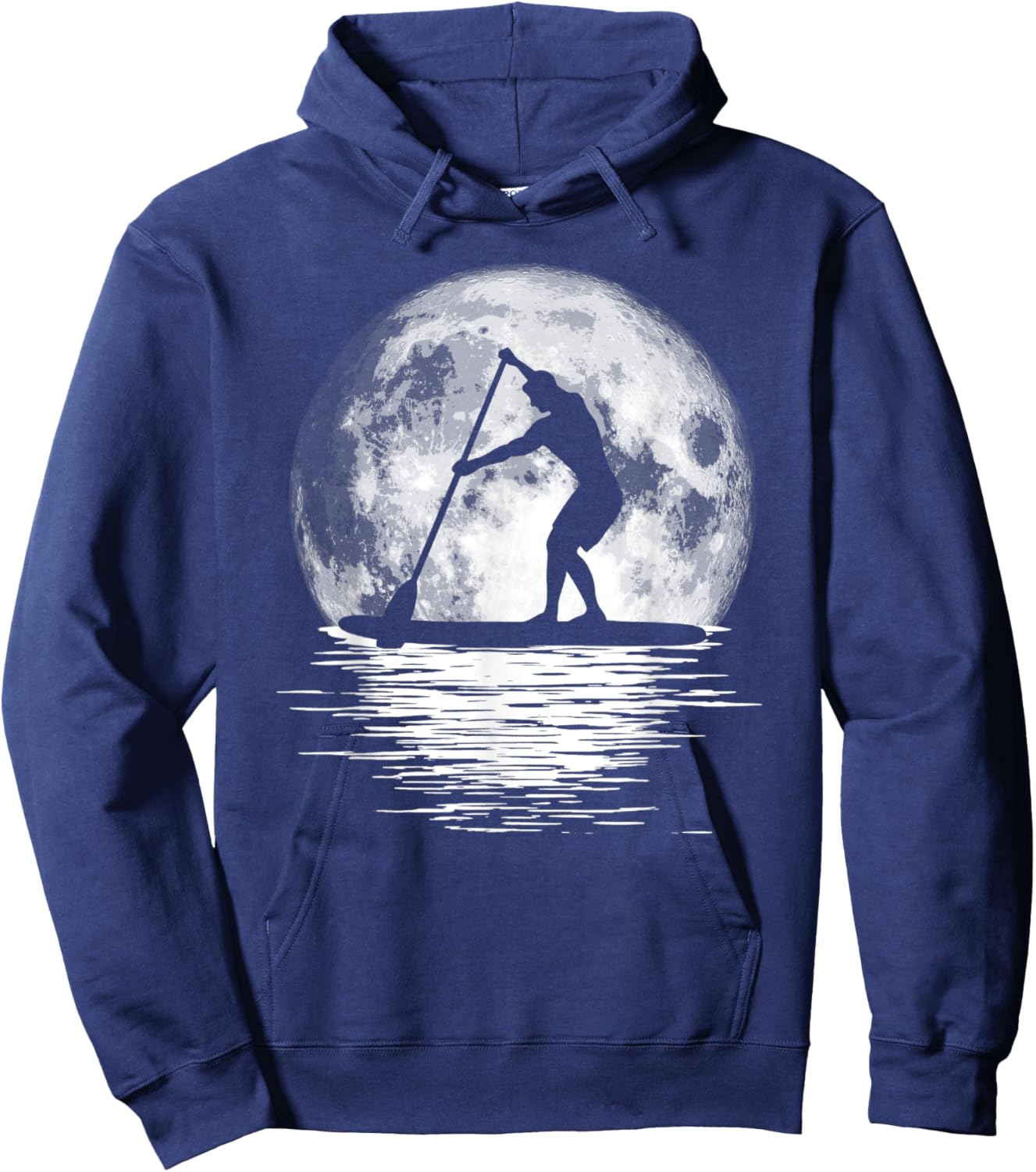 Retro Stand Up Paddleboard SUP Night Ride Vintage Full Moon Hoodie - Hoodie | Navy