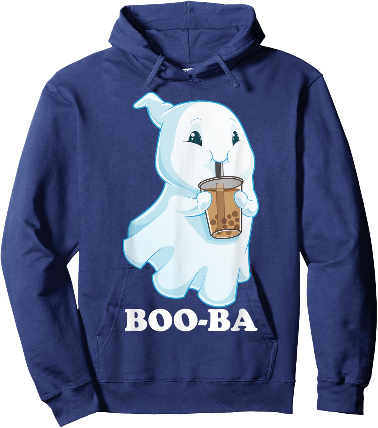 Boo-Ba Ghost Boba Bubble Tea Milk Halloween Costume Hoodie - Hoodie | Navy