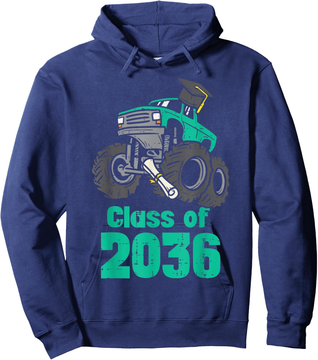 Class Of 2036 Monster Truck First Last Day Grow With Me Boys Hoodie - Hoodie | Navy
