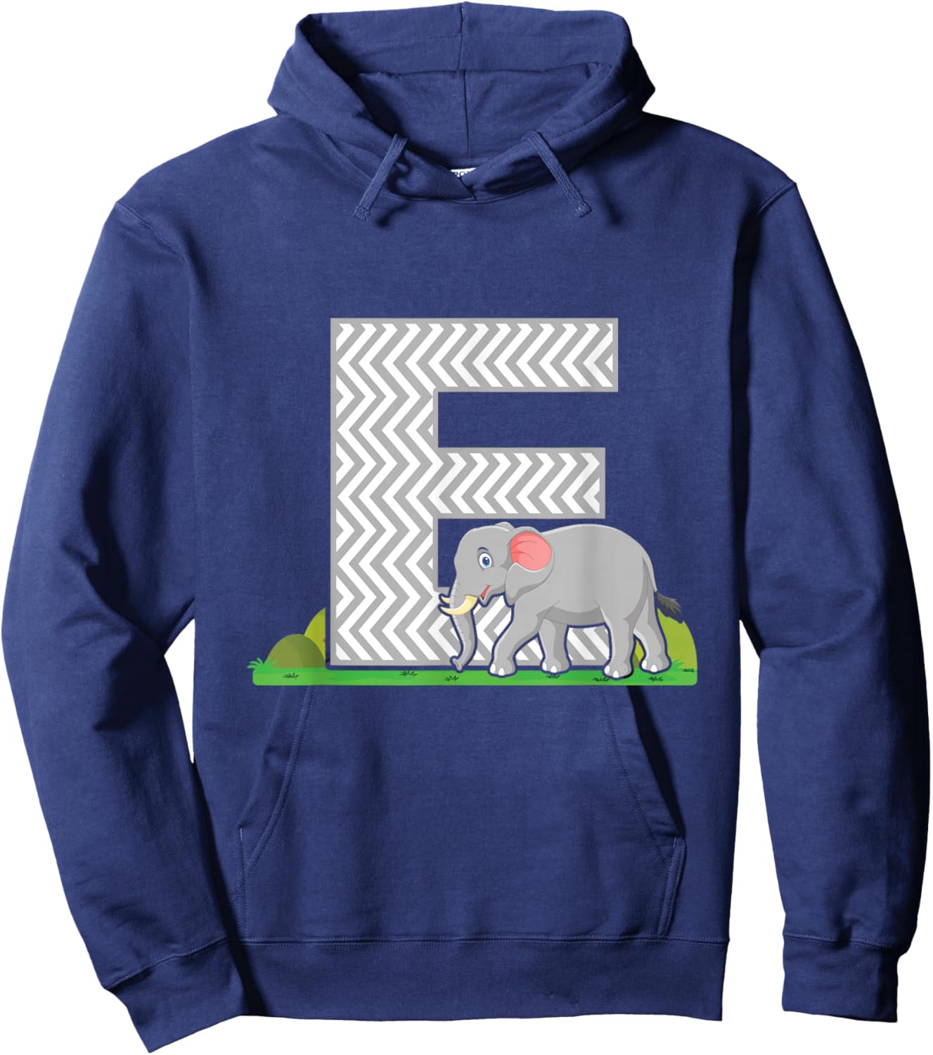 Letter E Elephant Alphabet Last Name Vowel Initials Animals Hoodie - Hoodie | Navy