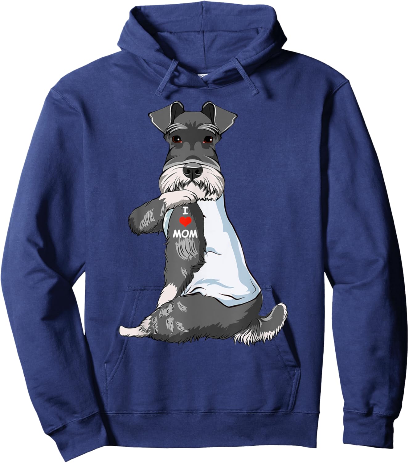 I Love Mom Tattoo Schnauzer Mom Dog Lover Women Hoodie - Hoodie | Navy
