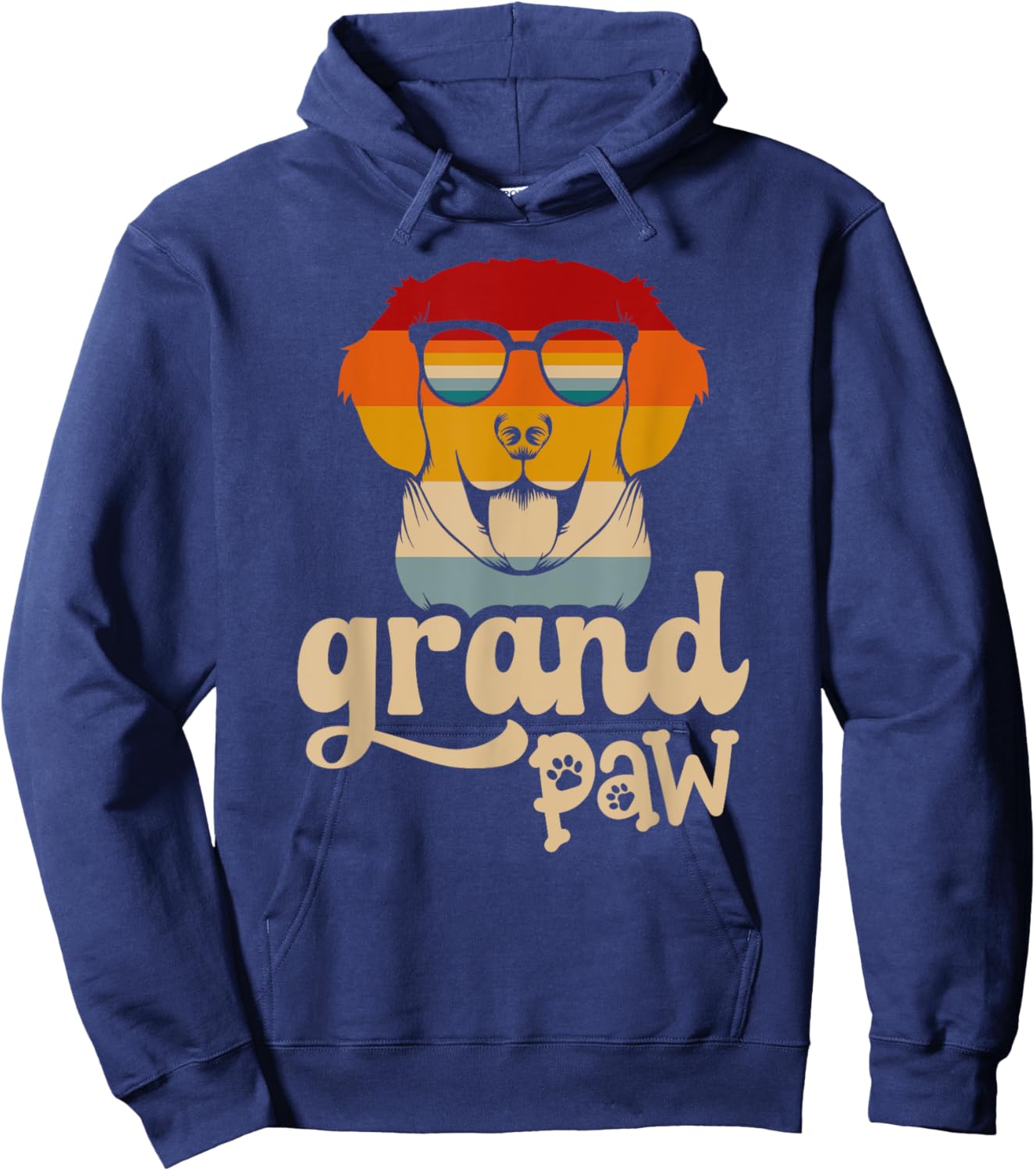 Grandpaw Grand paw Retriever Grandpa Funny Vintage Dog Lover Hoodie - Hoodie | Navy