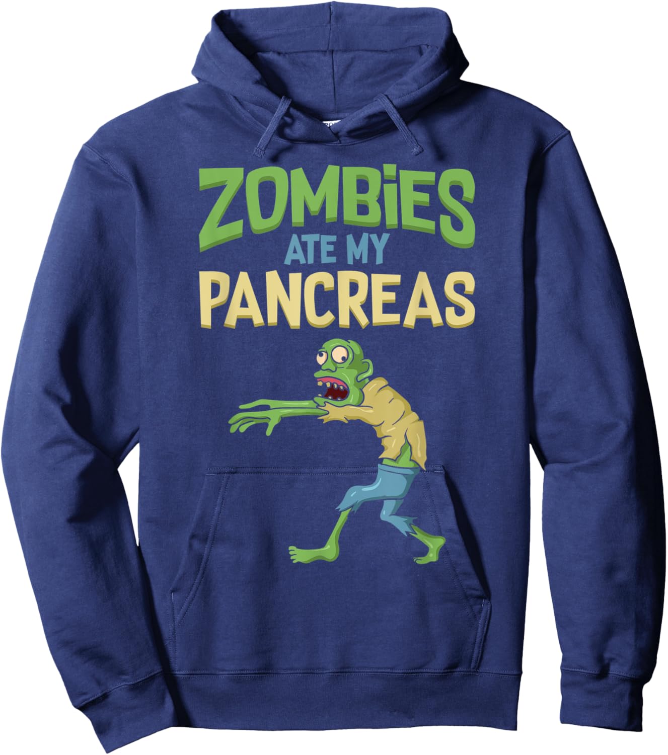 Zombies Ate My Pancreas Funny Halloween Zombie Diabetic Hoodie - Hoodie | Navy