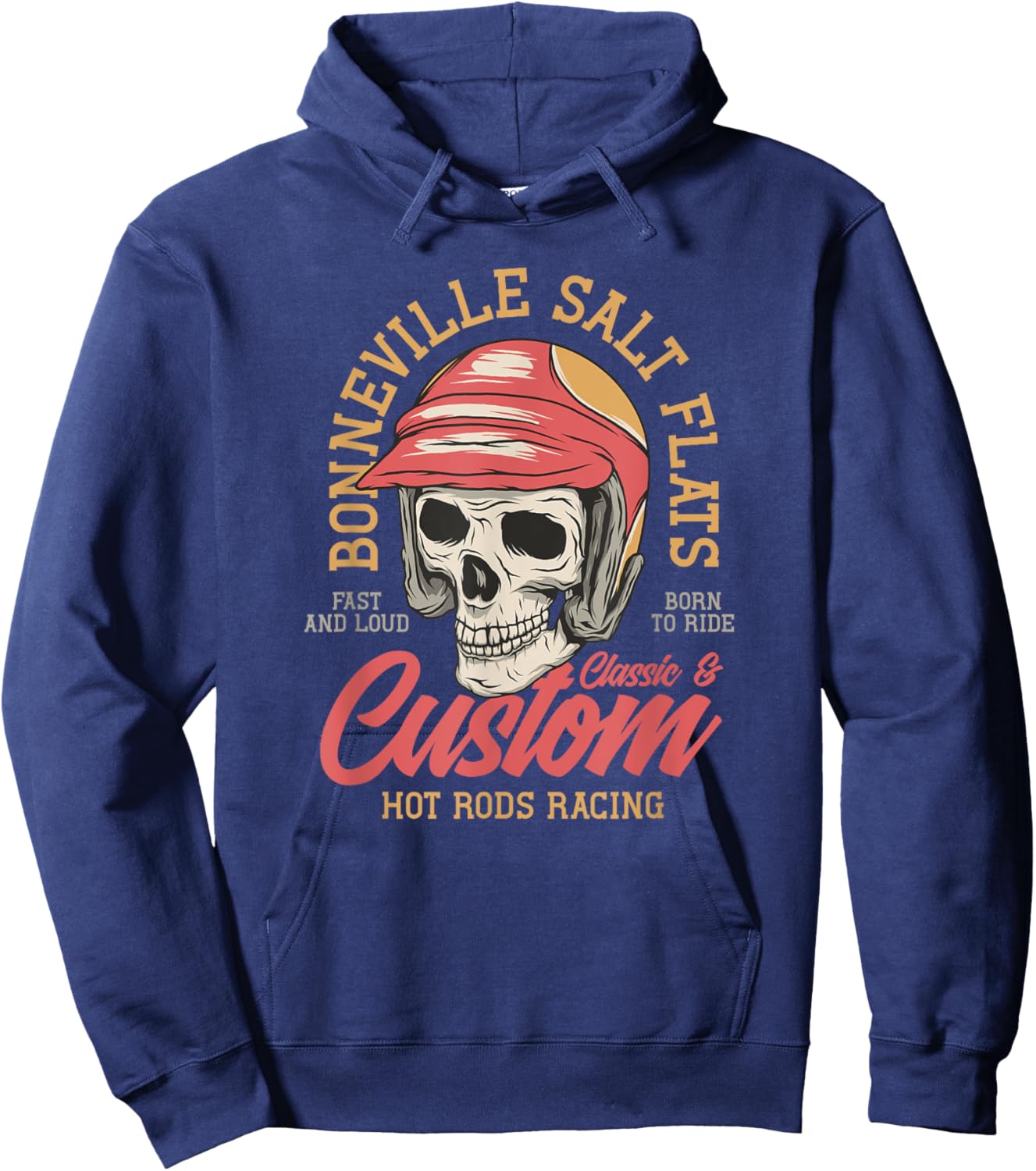 Hot Rod Costum Garage Skeleton Old School Racing Skull Hoodie - Hoodie | Navy