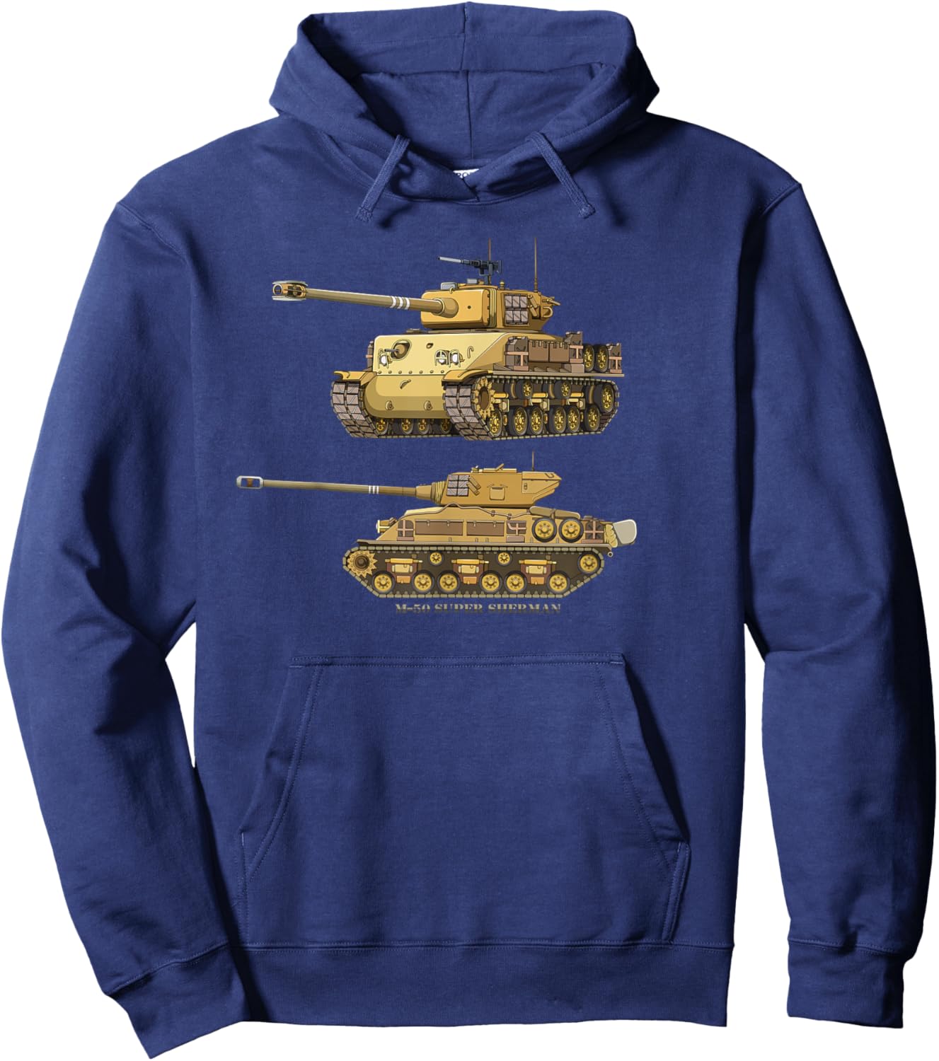 M51 Super Sherman Isherman Israel Tank Diagram Hoodie - Hoodie | Navy