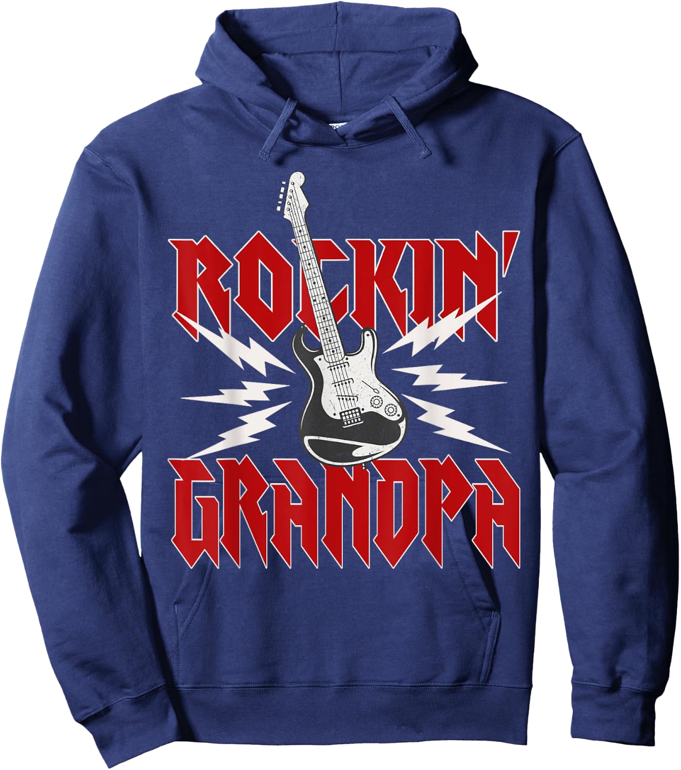 Grandpa Rockin One Birthday Family Matching Rock Guitar Hoodie - Hoodie | Navy