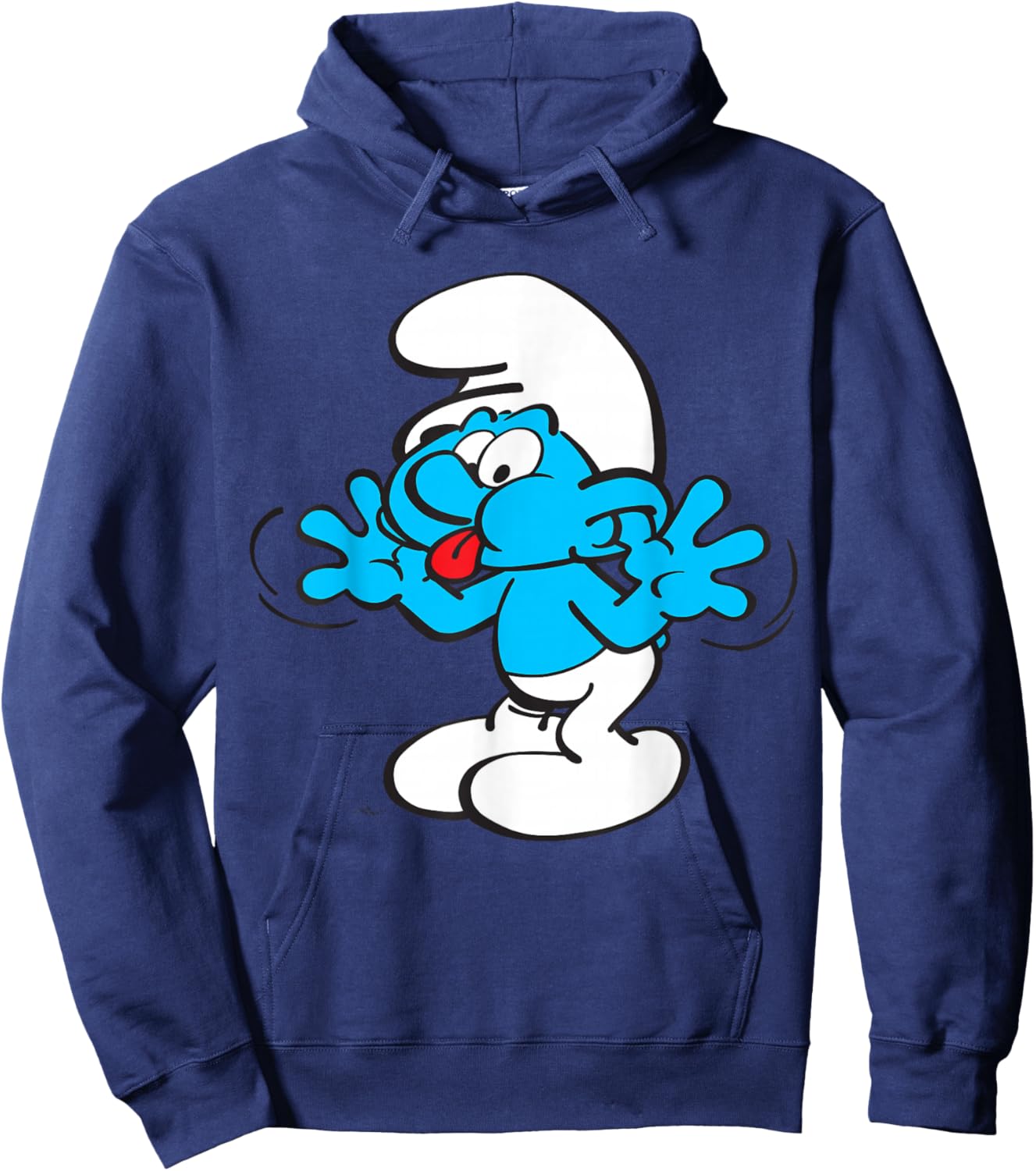 The Smurfs Jokey Smurf Tongue Joyful Blue Comic Smurfette Hoodie - Hoodie | Navy