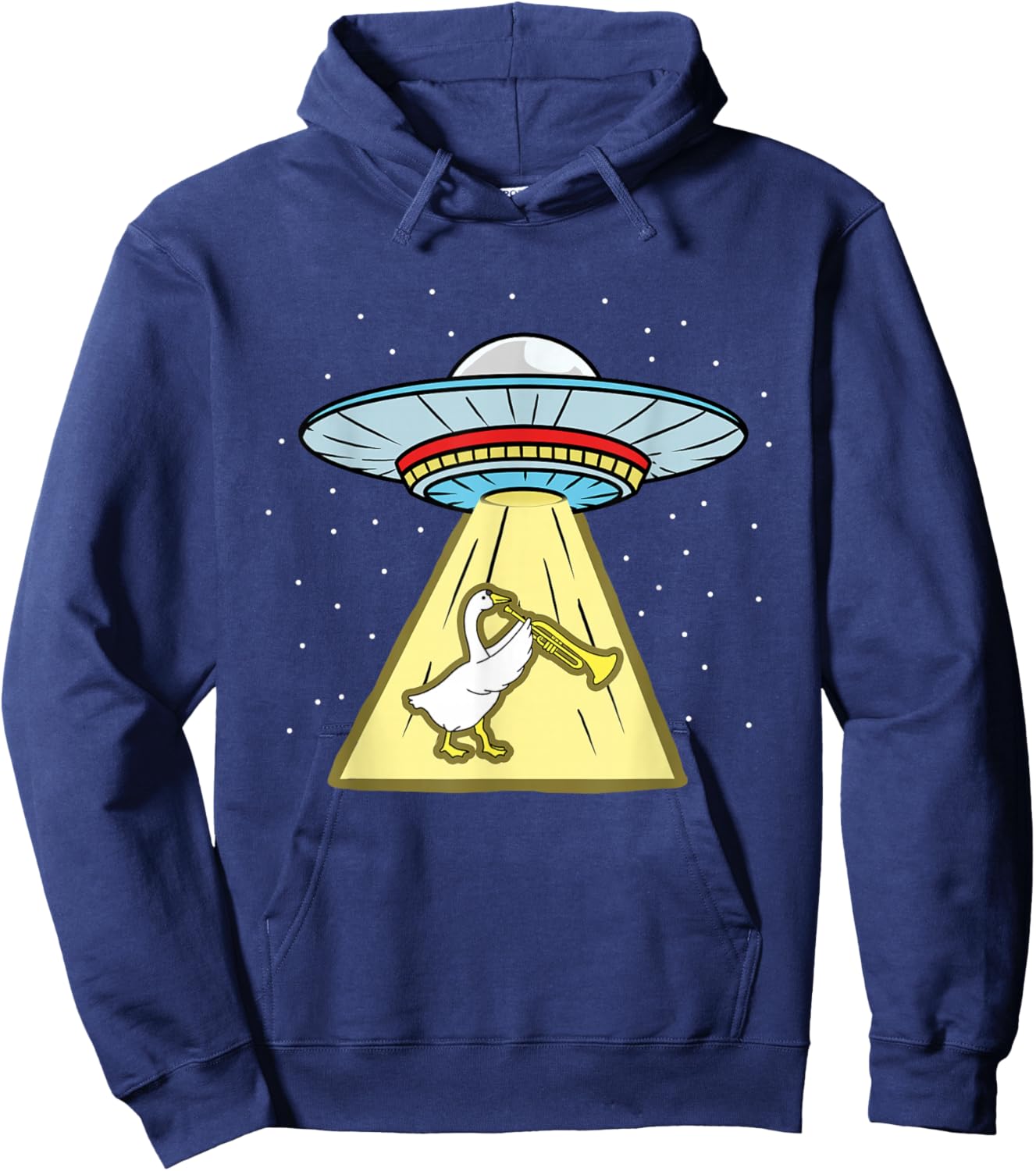 Duck Playing Trumpet Ufo Abduction Hoodie - Hoodie | Navy