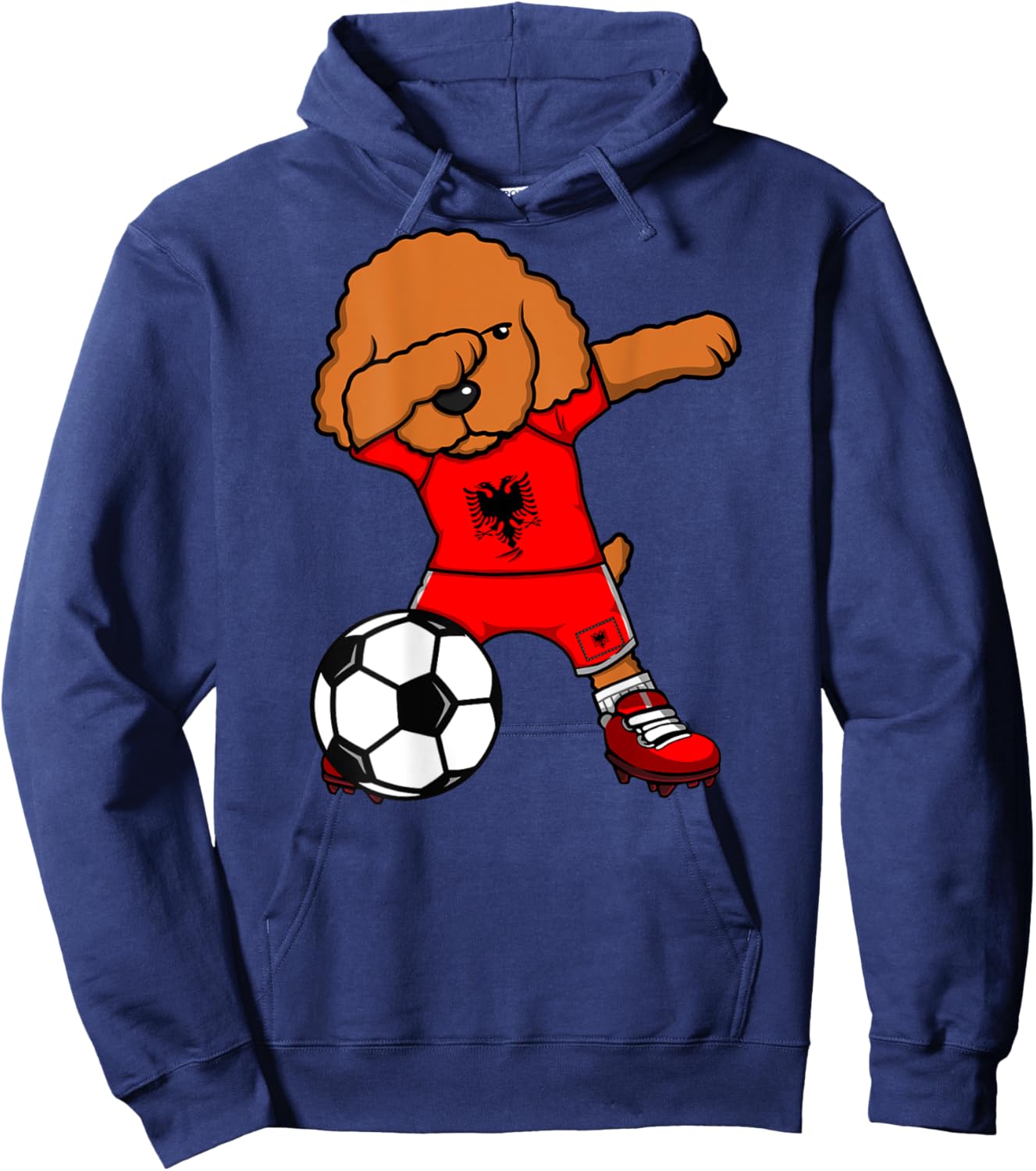 Dabbing Poodle Dog Albania Soccer Lover Jersey Football Fans Men Women Kids Hoodie - Hoodie | Navy