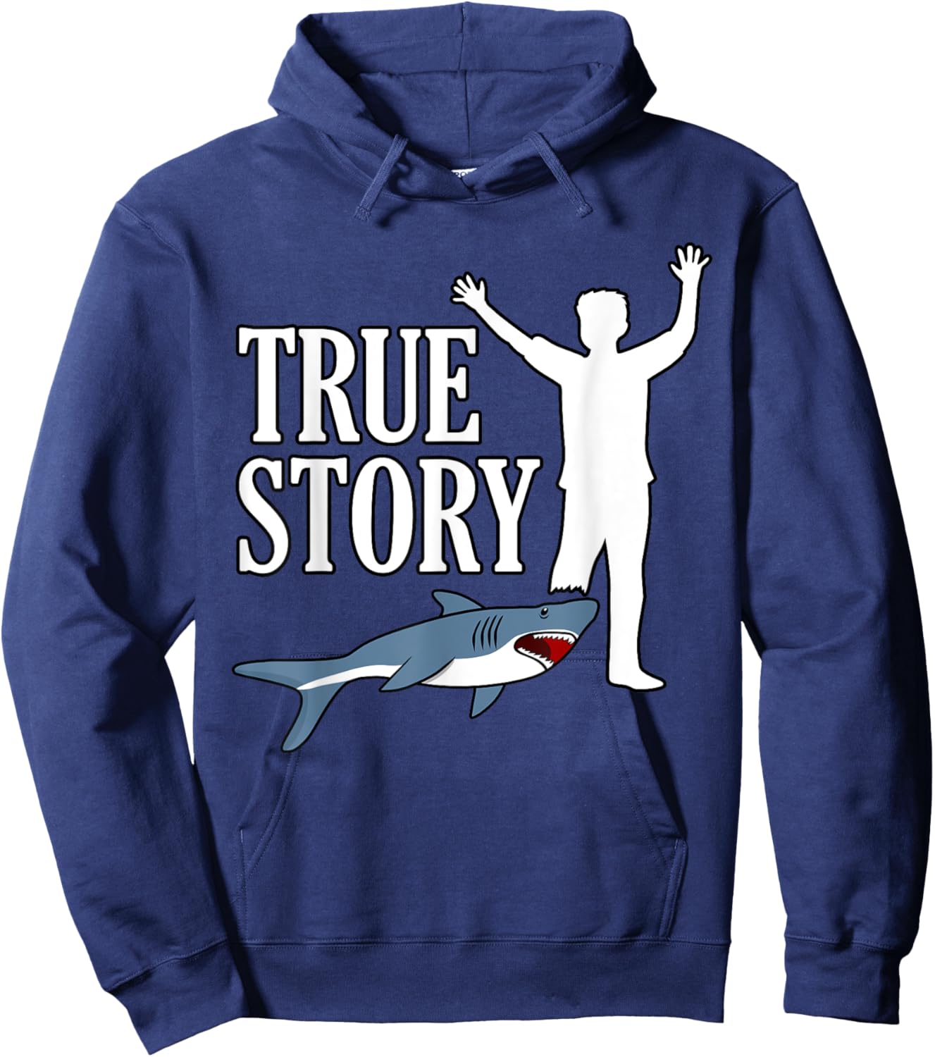 True Shark Story Fun Leg Amputee Prosthetic Surgery Graphic Hoodie - Hoodie | Navy