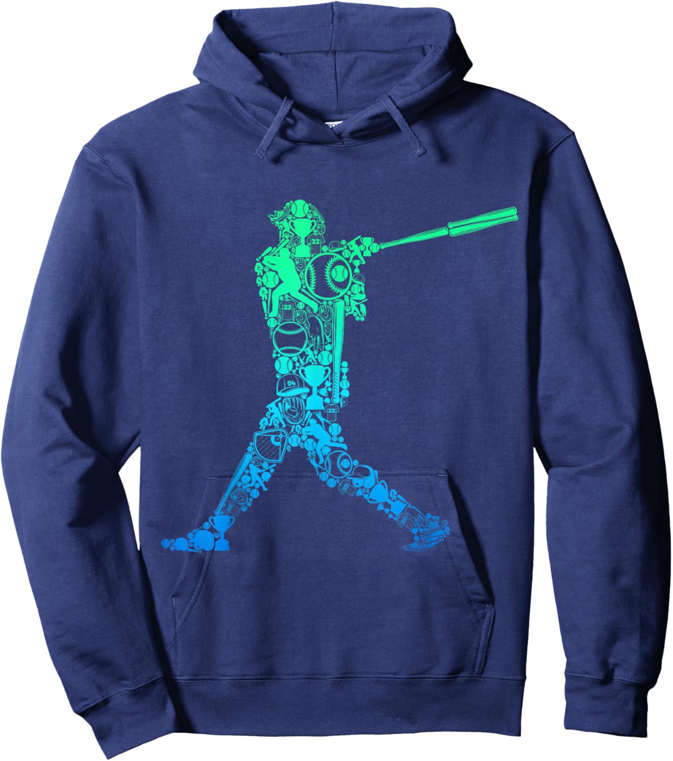 Baseball Player Batter Youth Men Boys Kids Hoodie - Hoodie | Navy